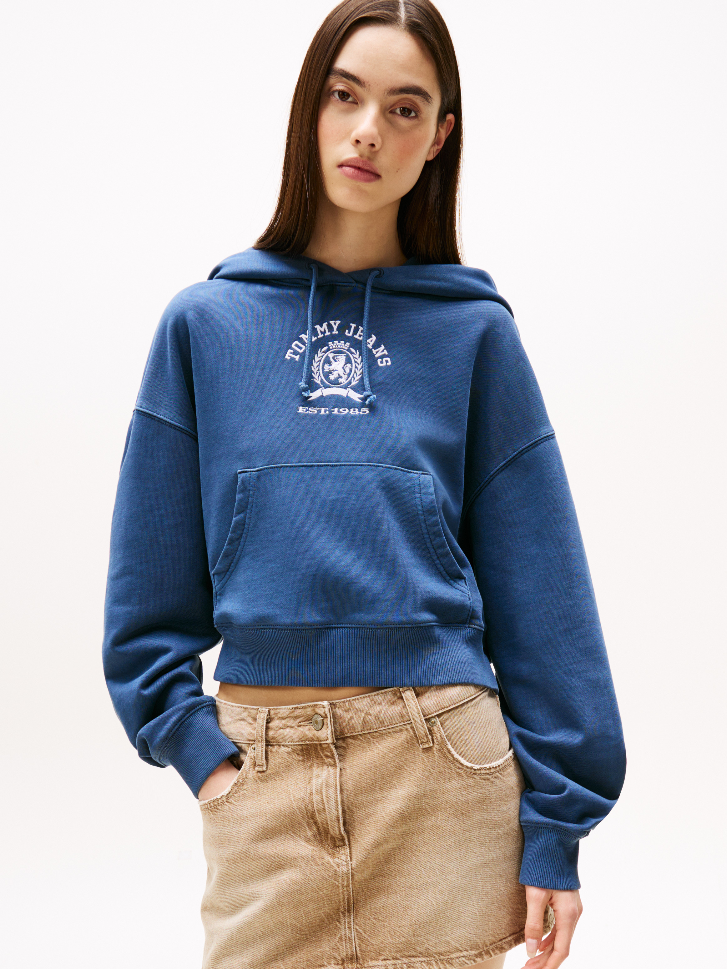 Crest Logo Boxy Cropped Hoody
