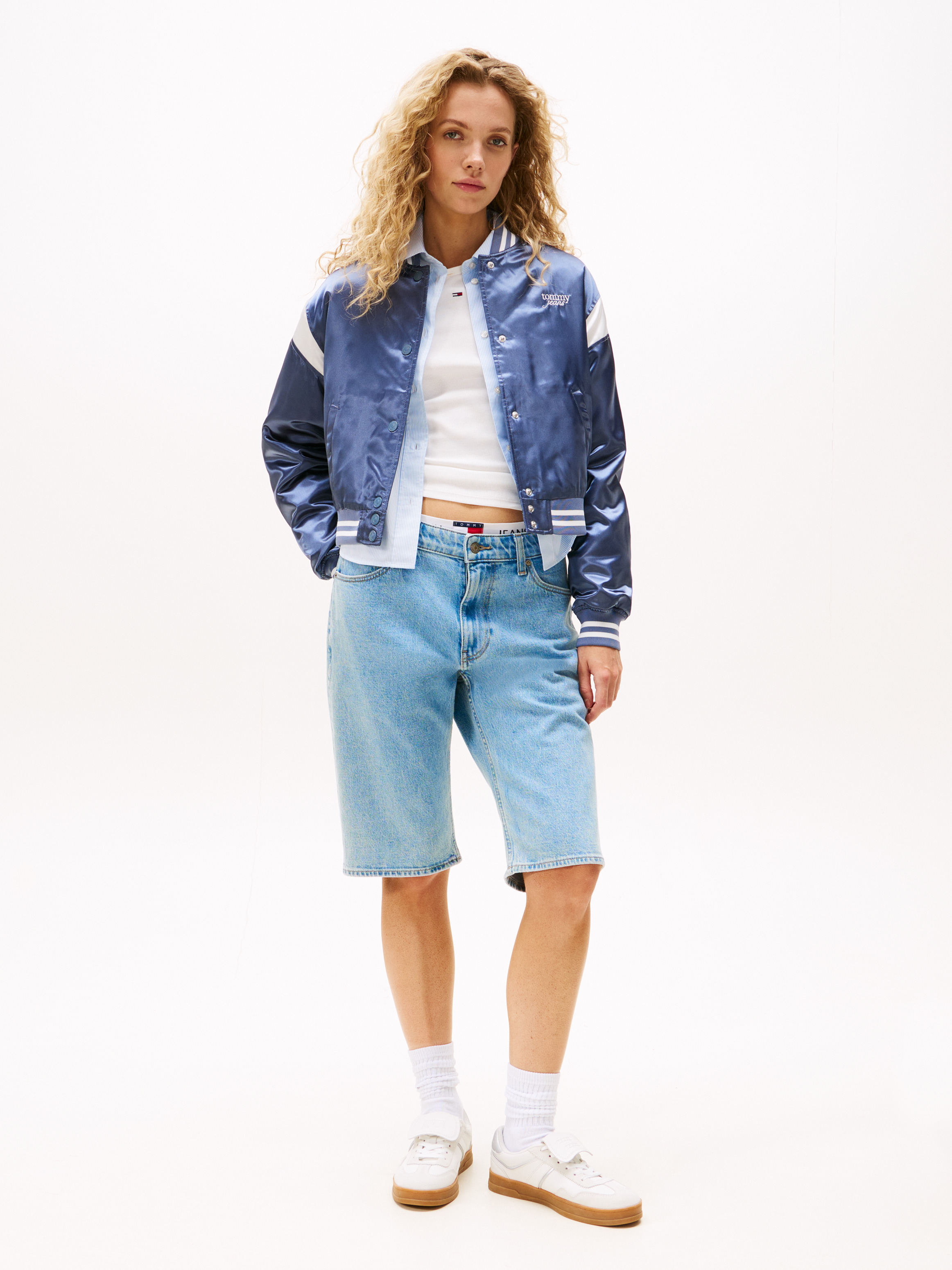 Water Repellent Satin Bomber Jacket