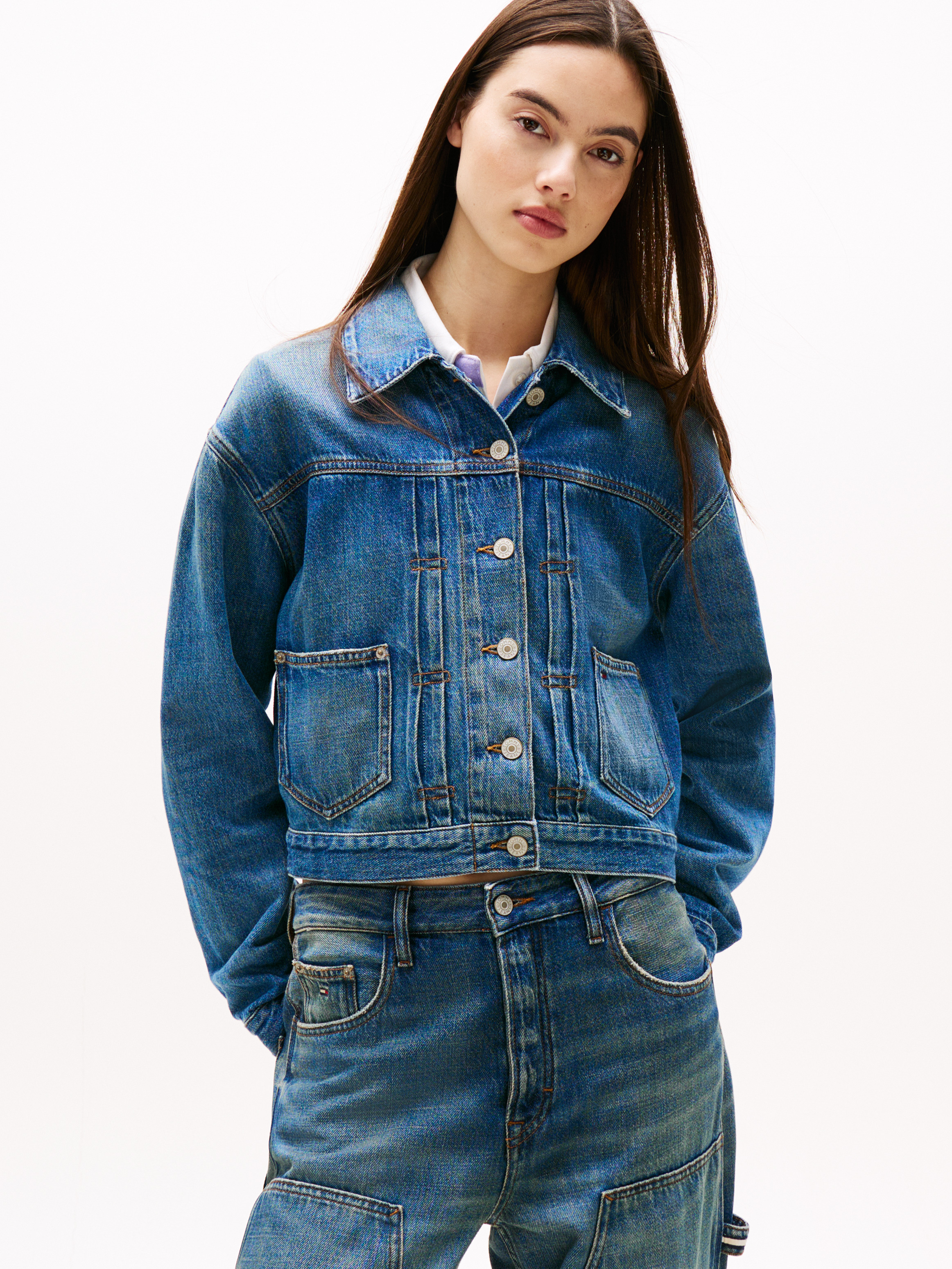 Back Logo Relaxed Lightweight Denim Jacket