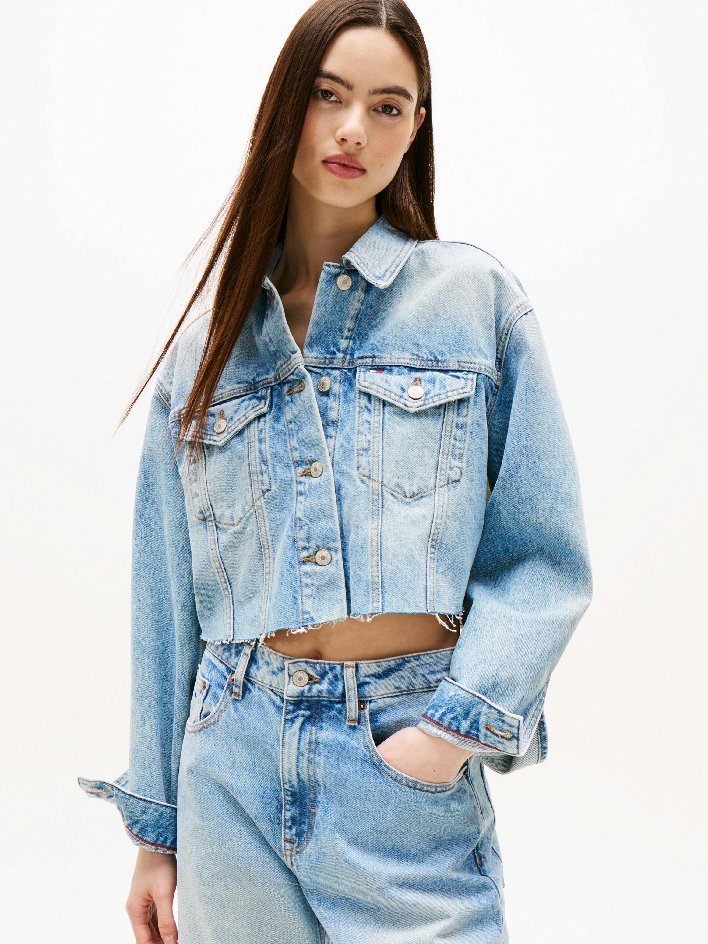 Back Logo Oversized Cropped Denim Jacket Coats Jackets Tommy