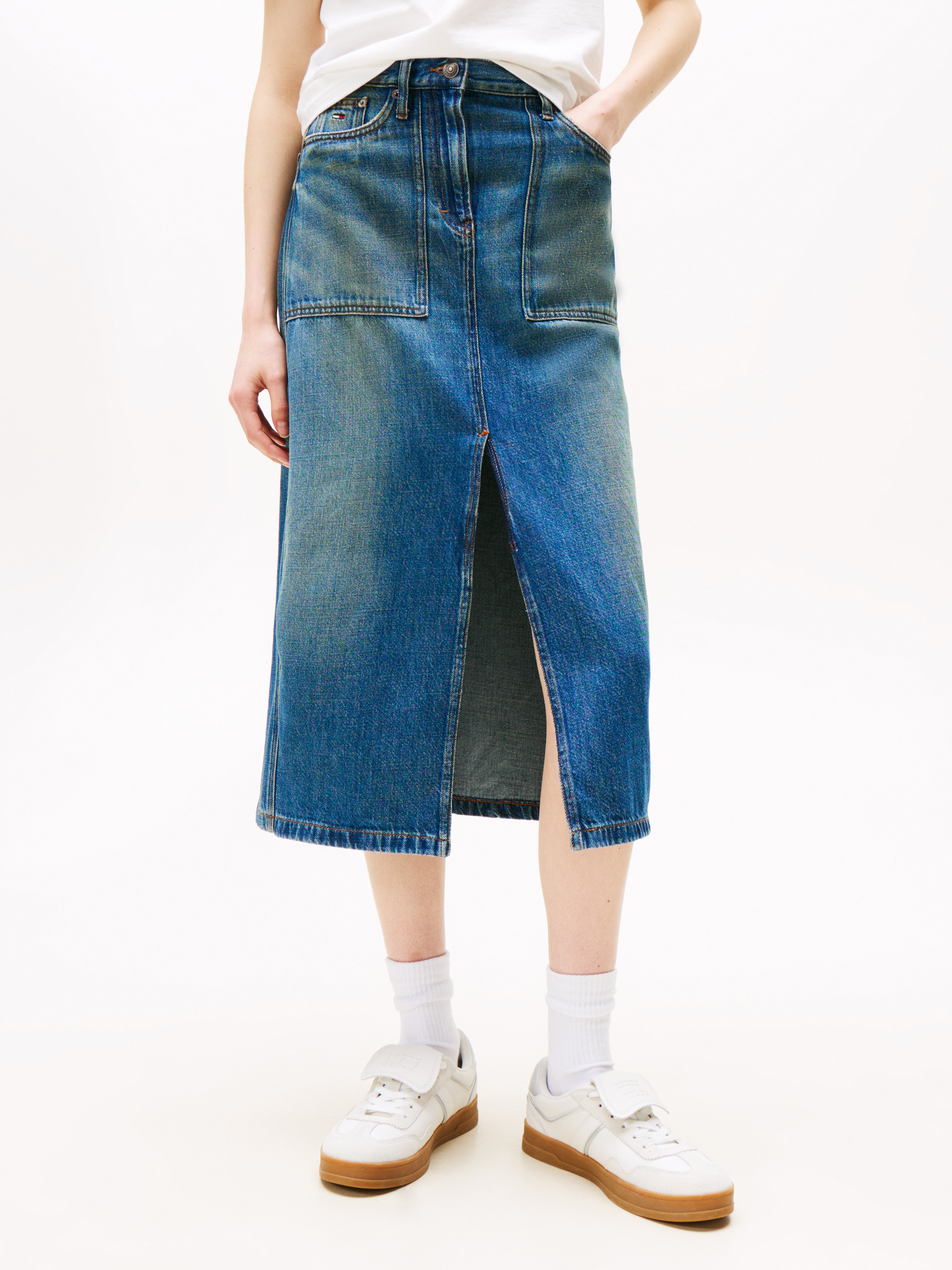 Claire Utility Denim Midi Skirt