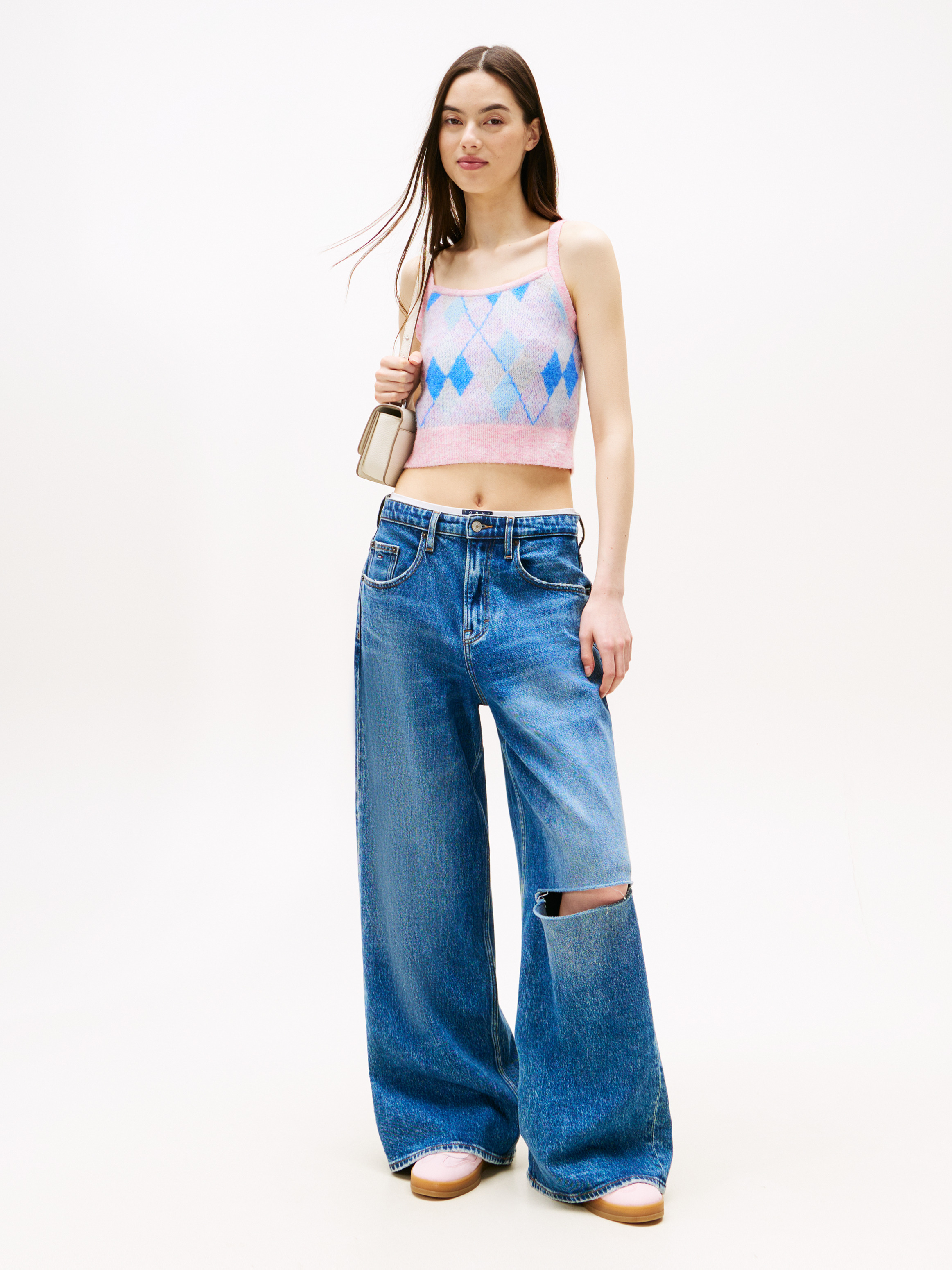 売れ筋商品|||トミーヒルフィガー Tシャツ レディース トップス CROP ARGYLE CAMI - Top - carnival pink Crop Argyle Cami Top | Knitwear | Tommy Jeans