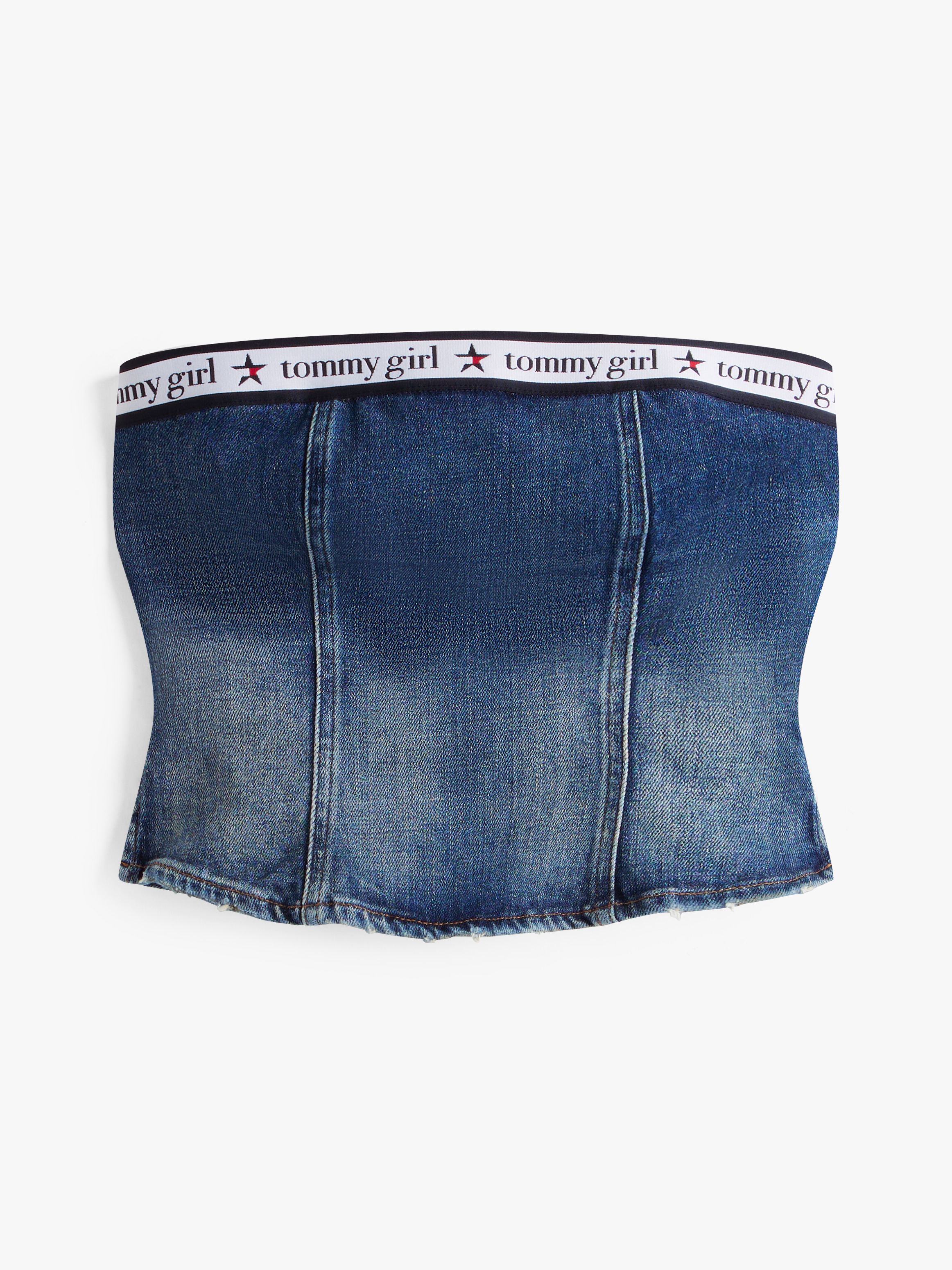 Tommy Girl Repeat Logo Denim Tube Top | T-Shirts & Tops