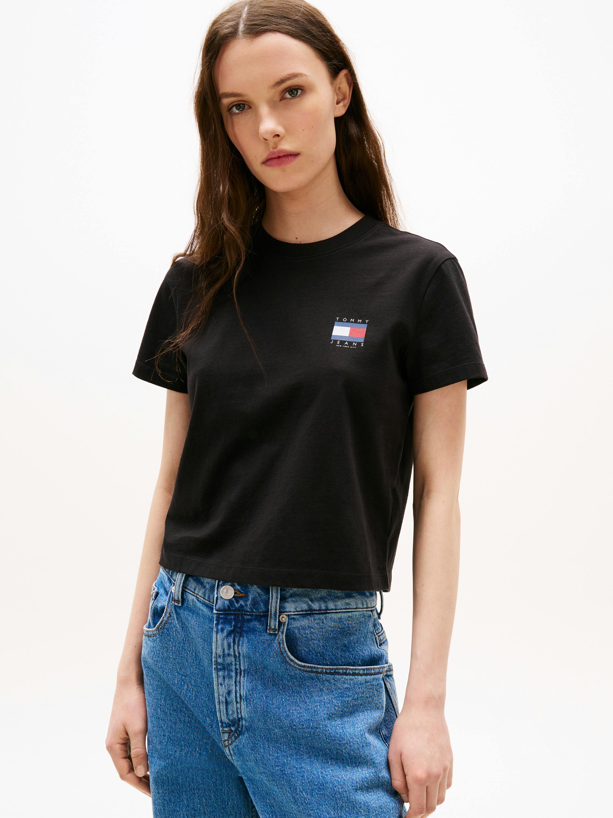 Mens Tshirt Tommy Hilfiger Neon T Shirt Back Flag Logo T-Shirt T