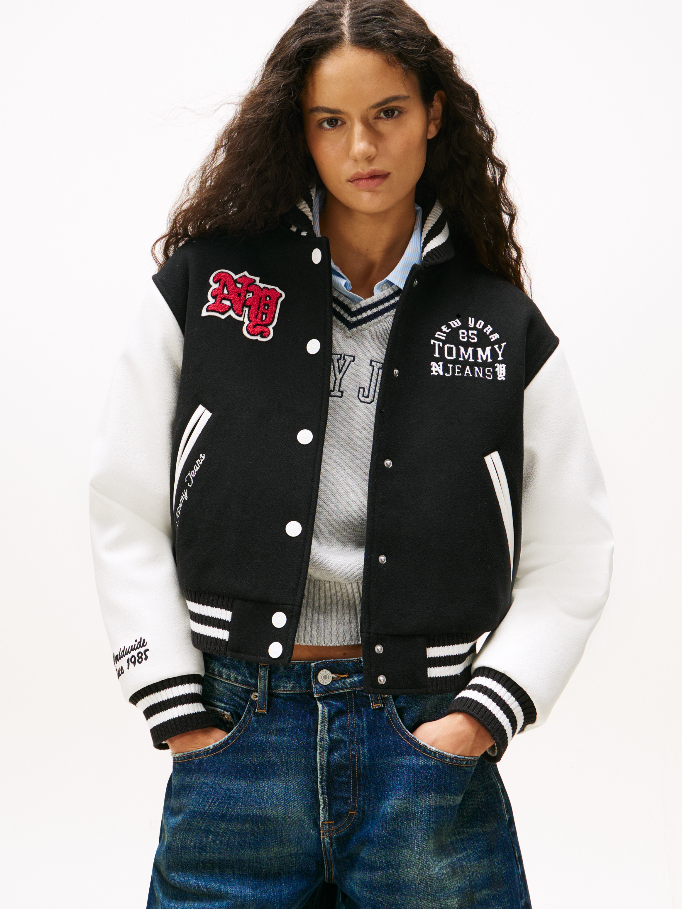 Logo Appliqué Varsity Jacket With Wool
