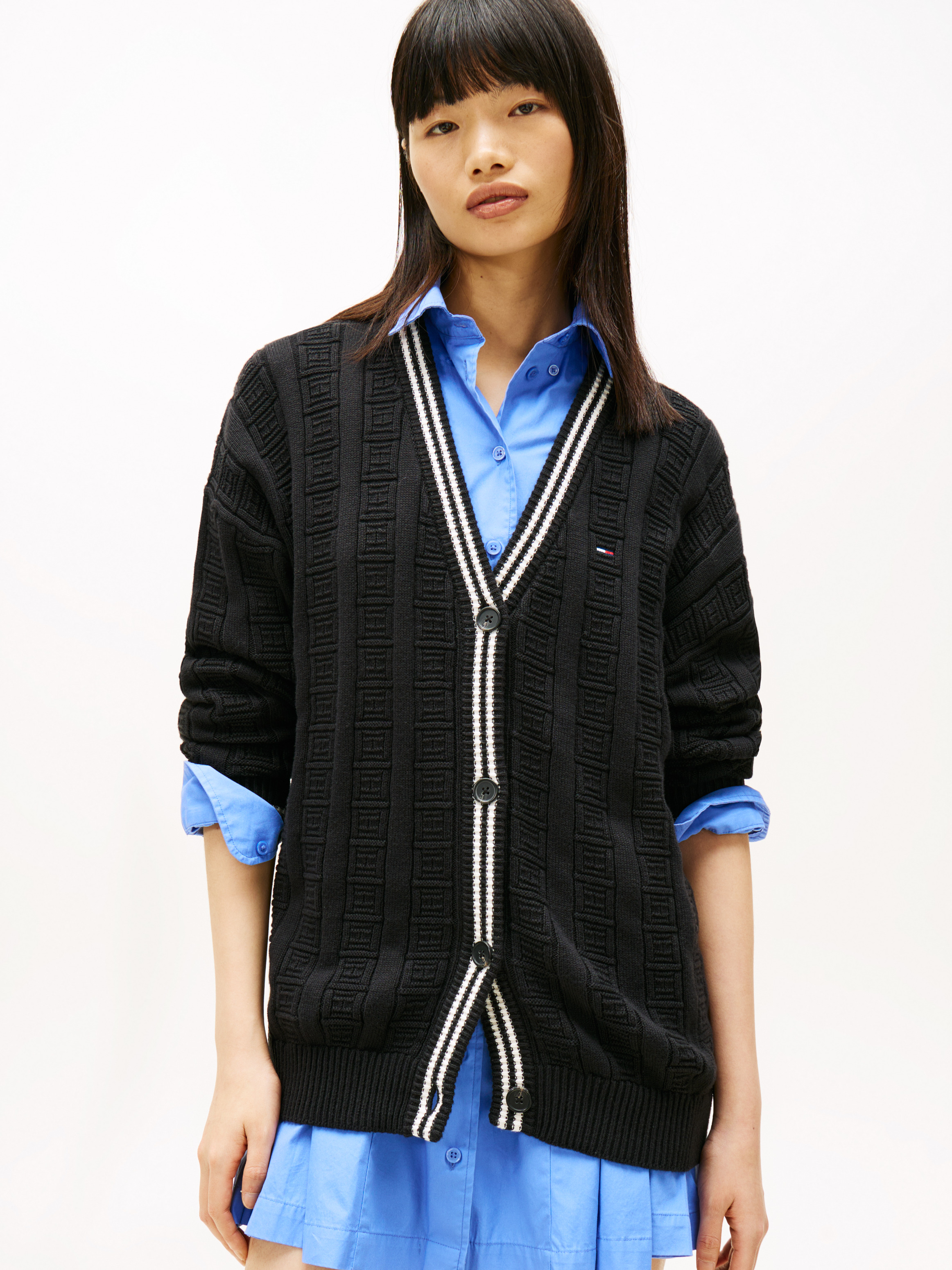 Flag Cable Knit Relaxed Cardigan