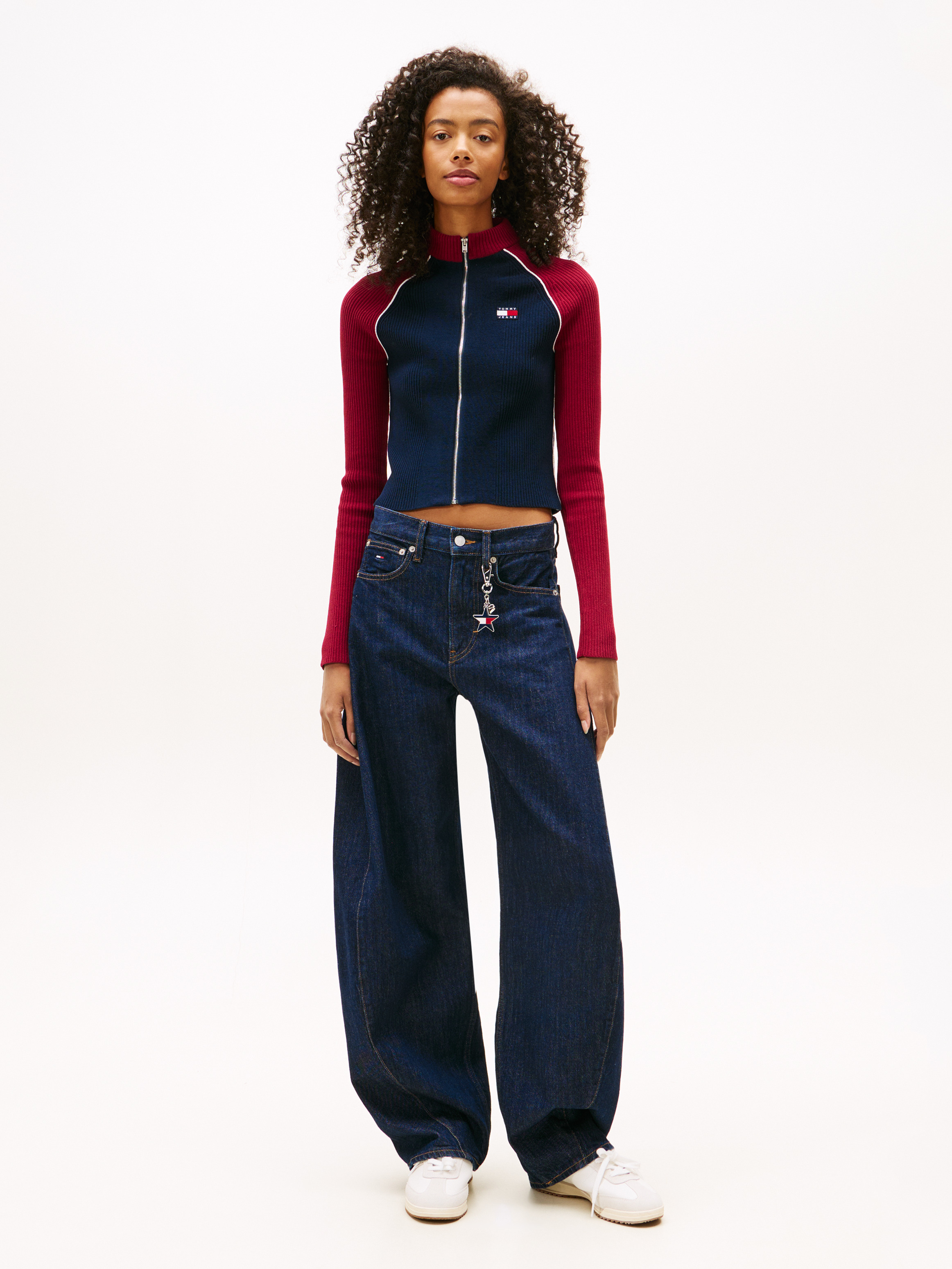 Colour Block Zip Cardigan | Knitwear | Tommy Jeans