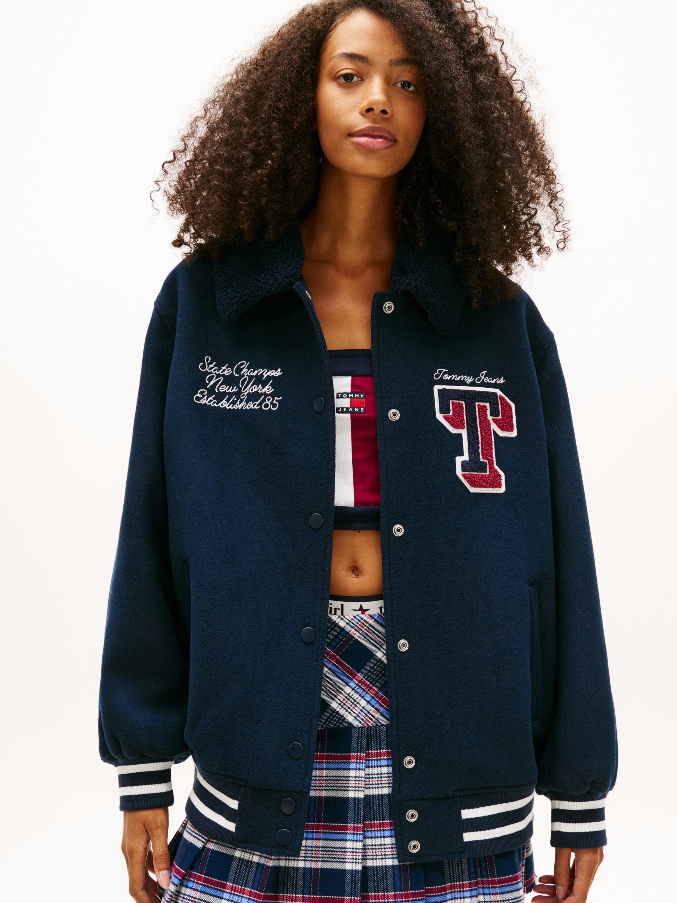 Padded Twill Oversized Varsity Jacket | Coats & Jackets | Tommy Jeans