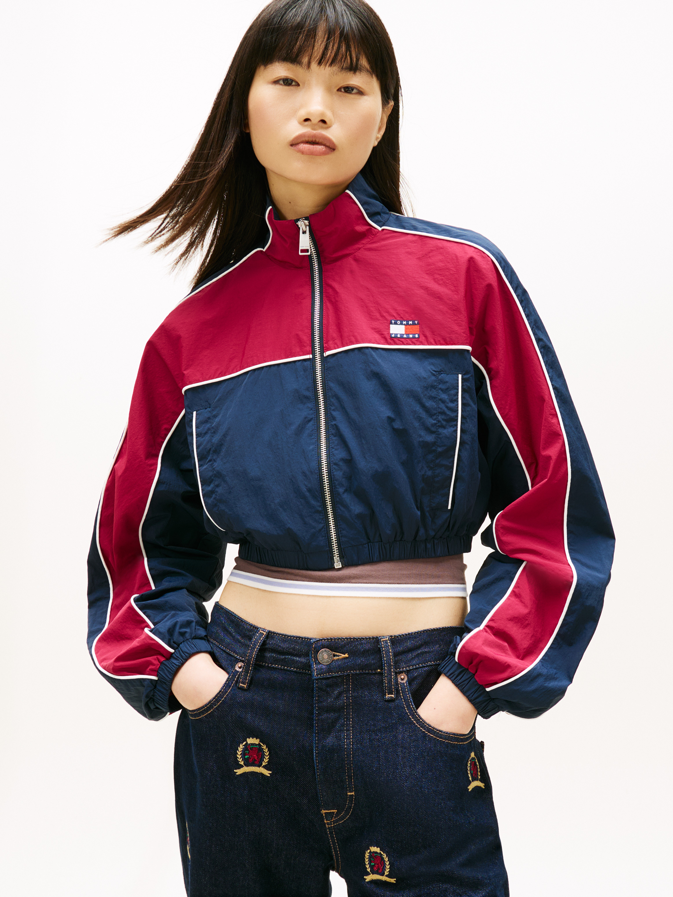 Tommy Badge Colour-Blocked Piping Crinkle Jacket