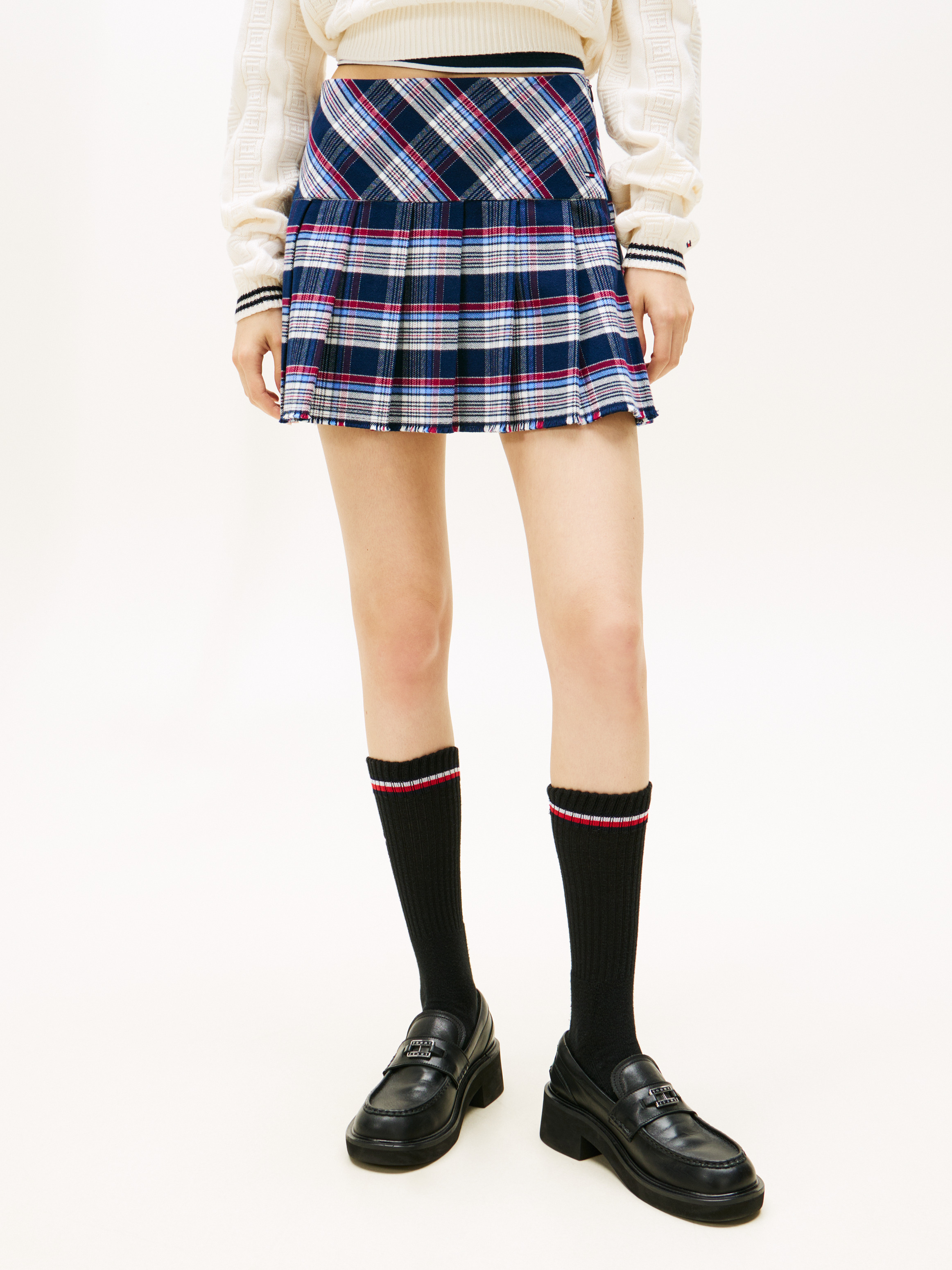 Tartan Check Pleated Mini Skirt