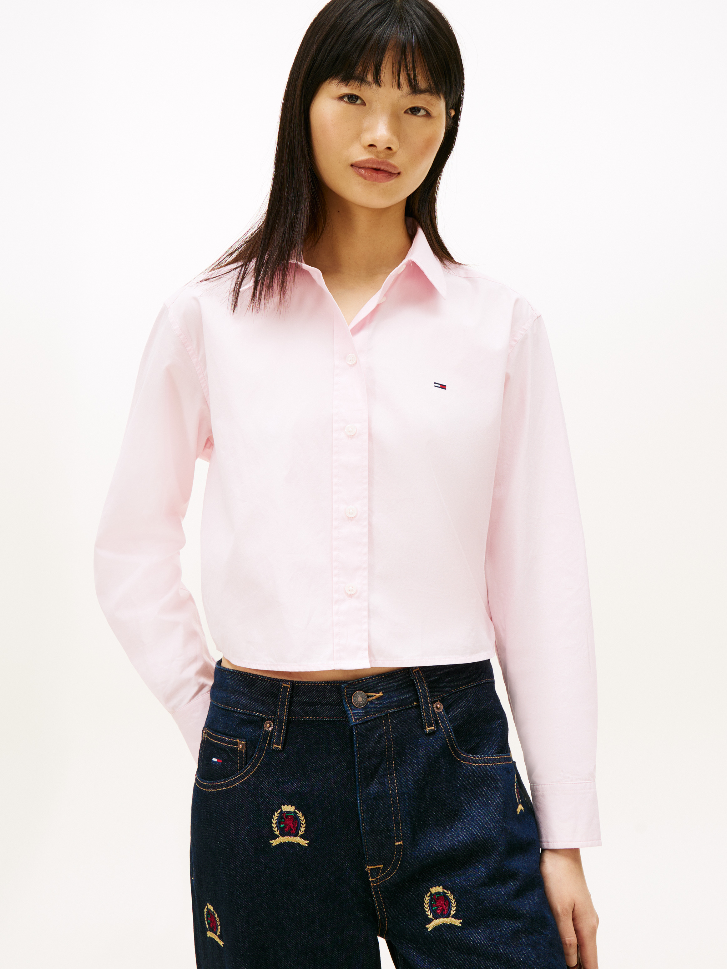 Relaxed Fit Cropped Poplin Shirt