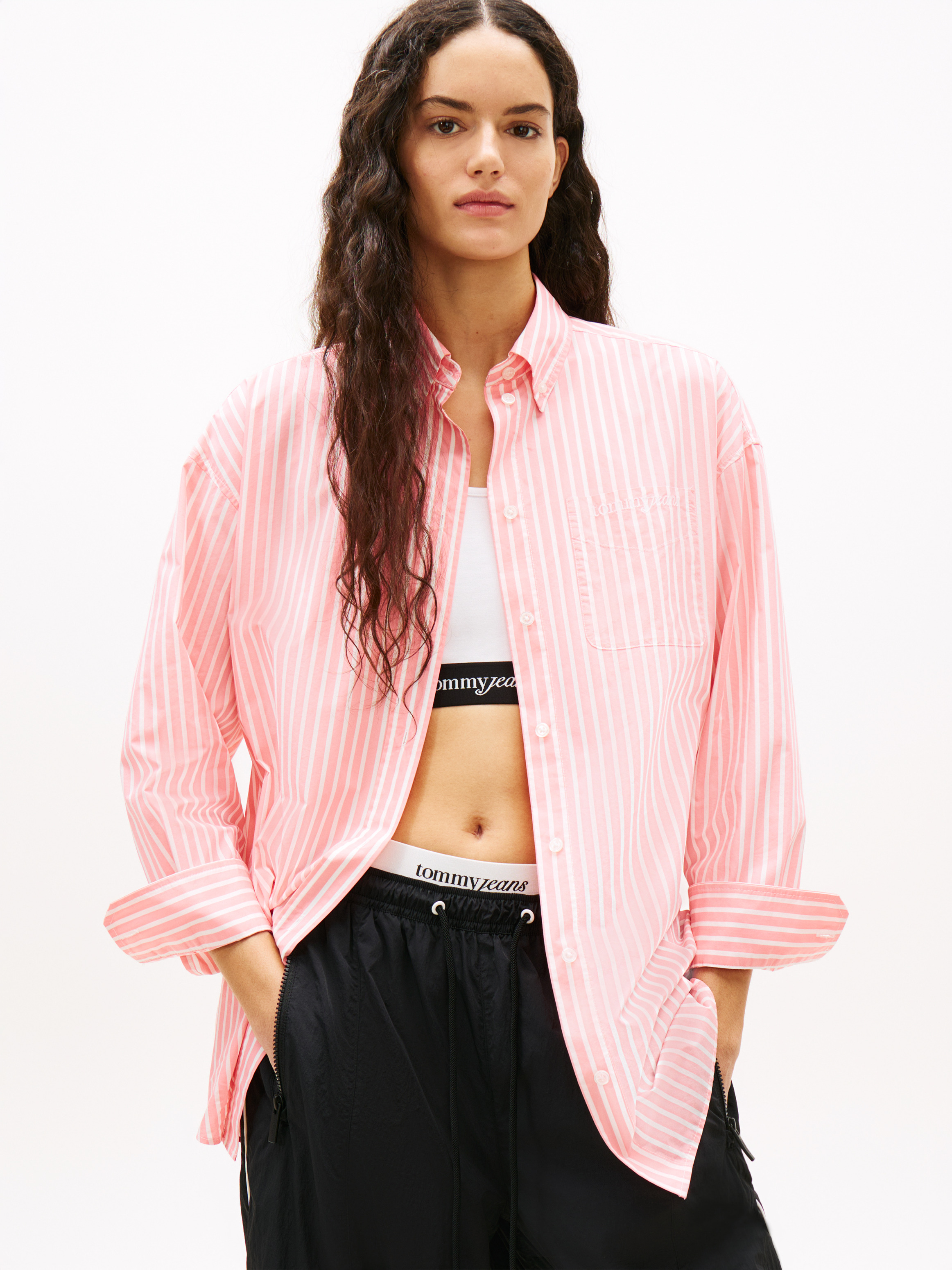 Oversized Fit Logo Embroidery Poplin Shirt