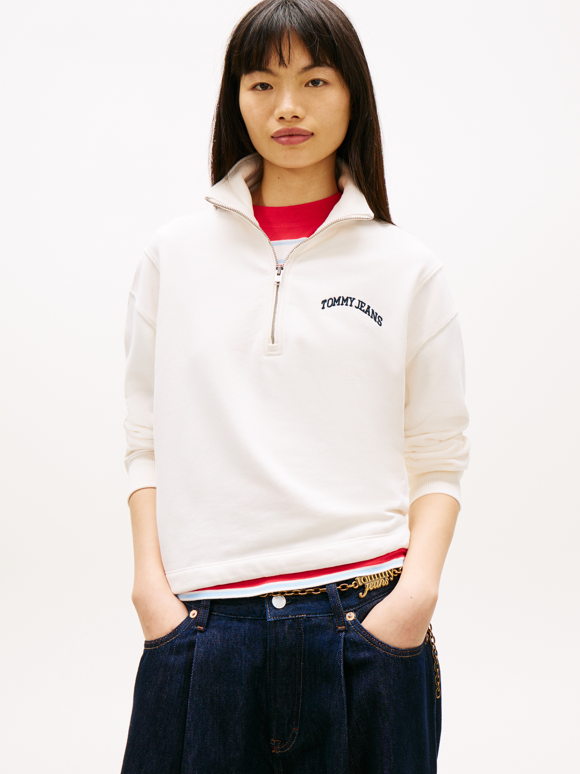 Logo Embroidery Relaxed Quarter-Zip Sweatshirt