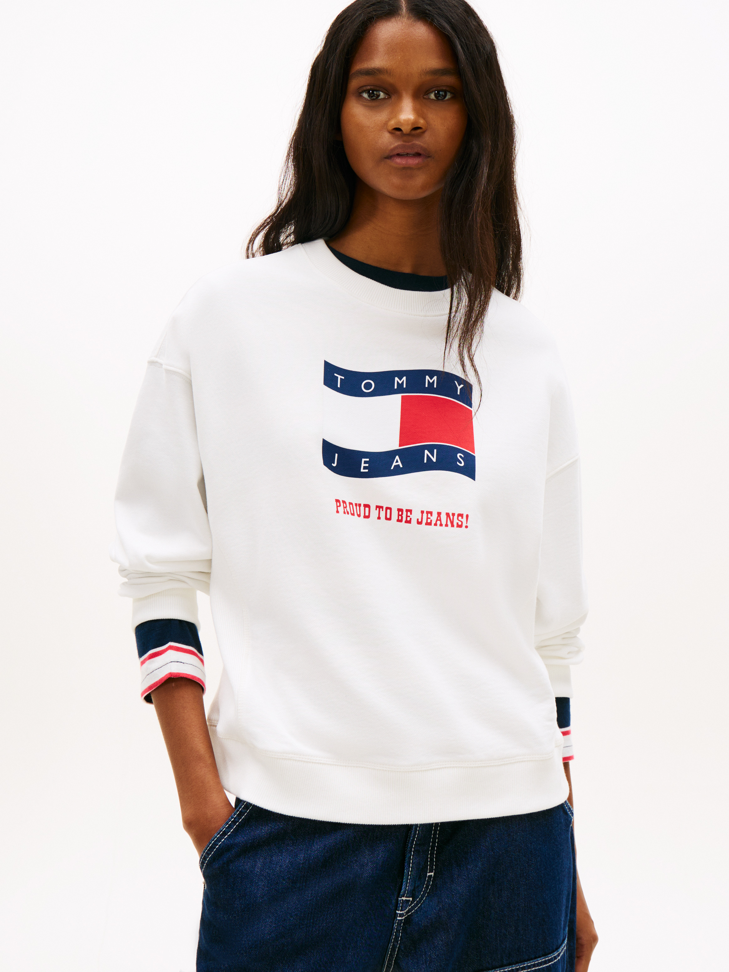 Wavy Flag Sueded Terry Boxy Sweatshirt