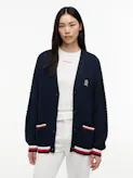 Global Stripe Oversized Cable Knit Cardigan
