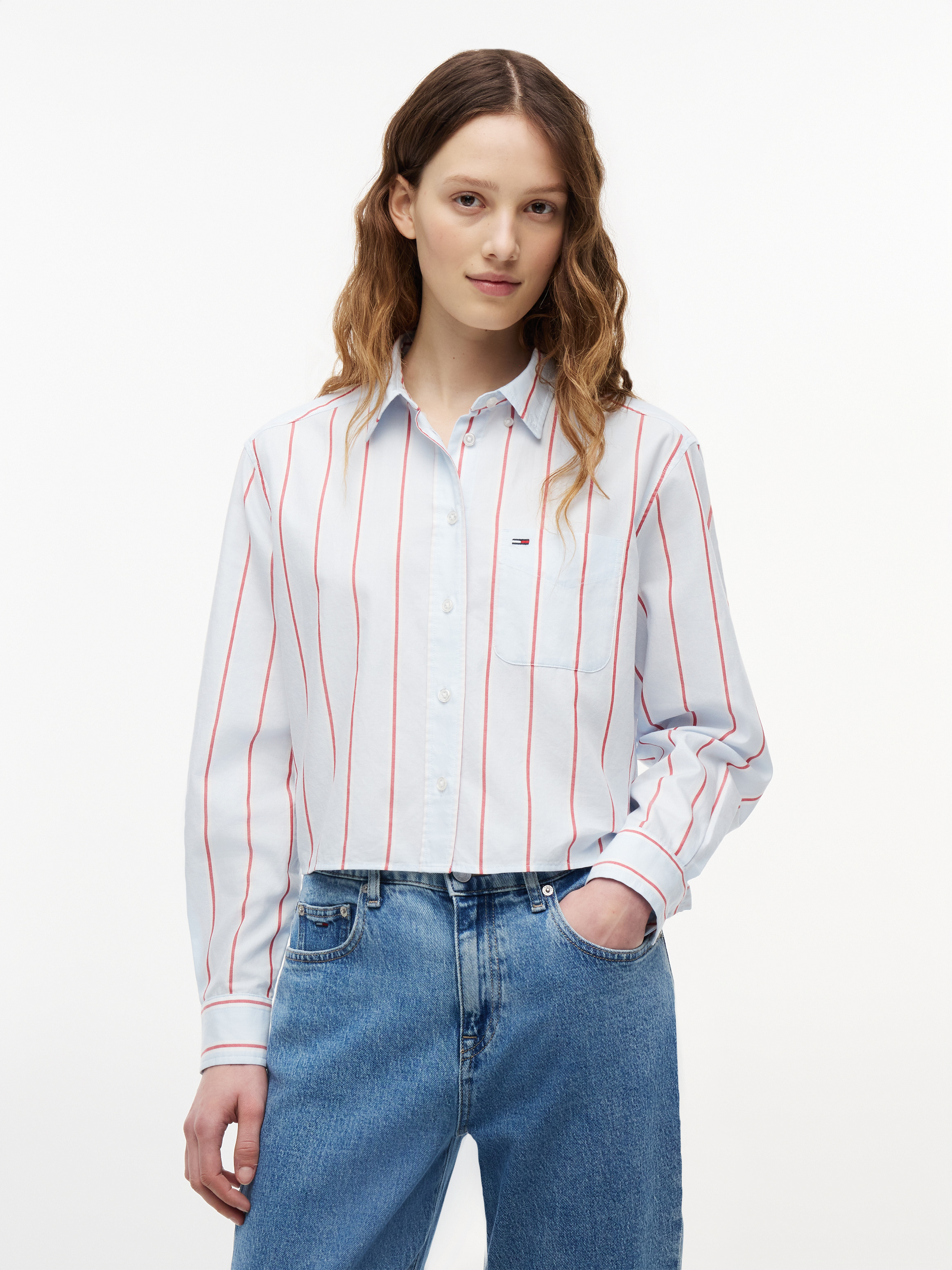 Relaxed Fit Twill Cropped Shirt