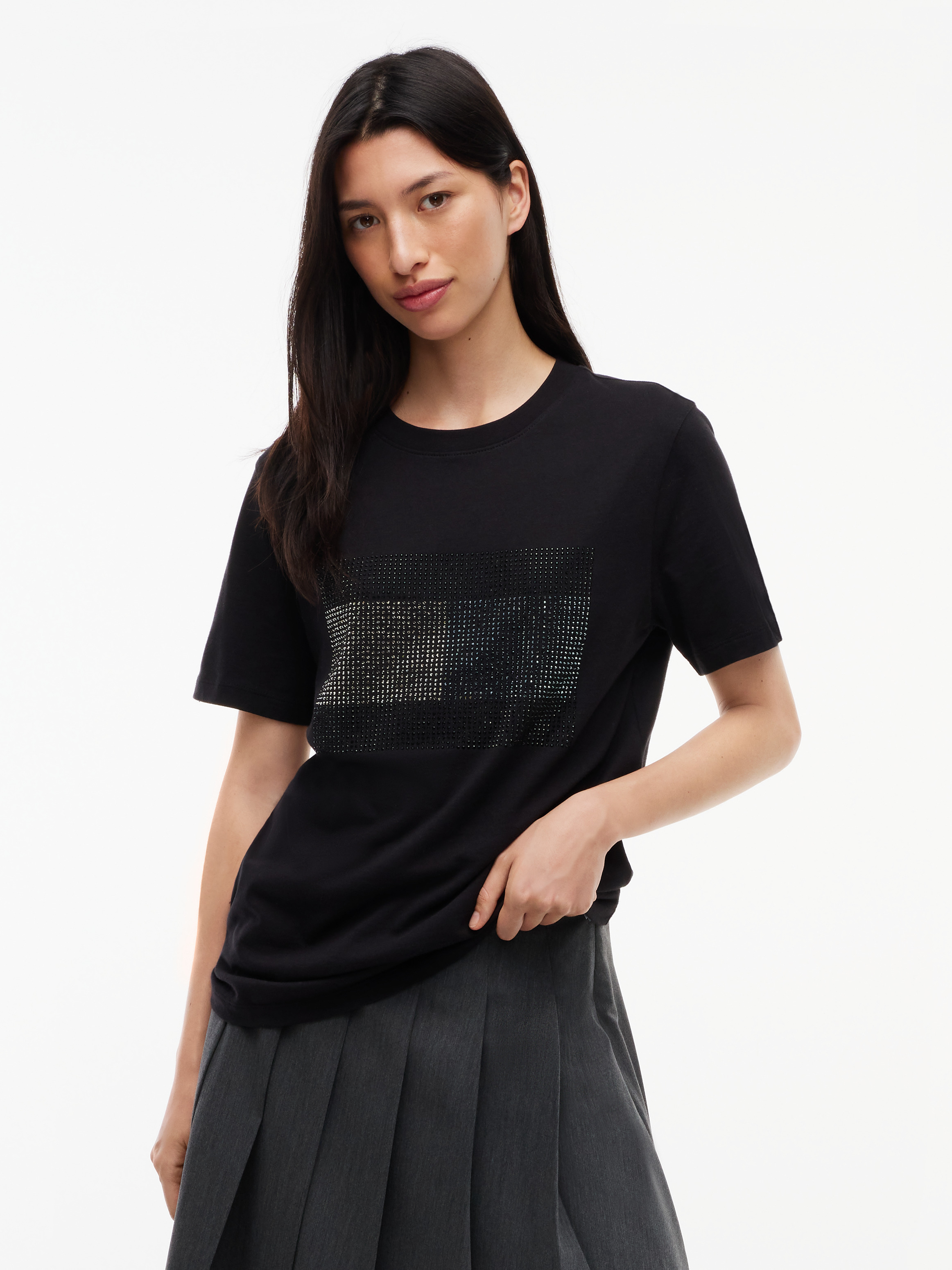 Rhinestone Logo Jersey Relaxed T-Shirt