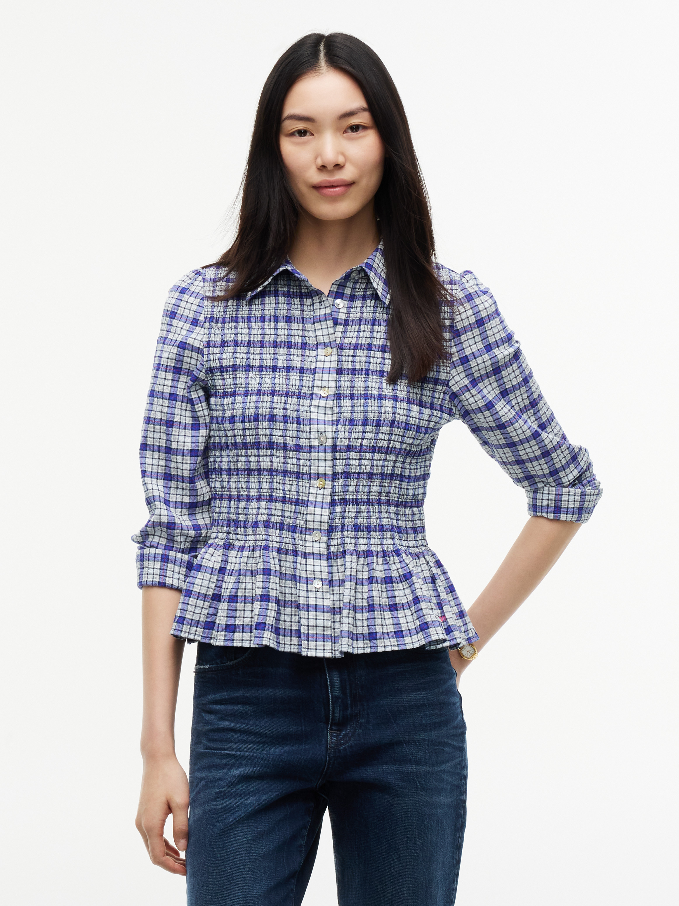 Slim Fit Smock Seersucker Shirt