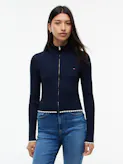 Micro Cable Knit Slim Zip-Thru Jumper