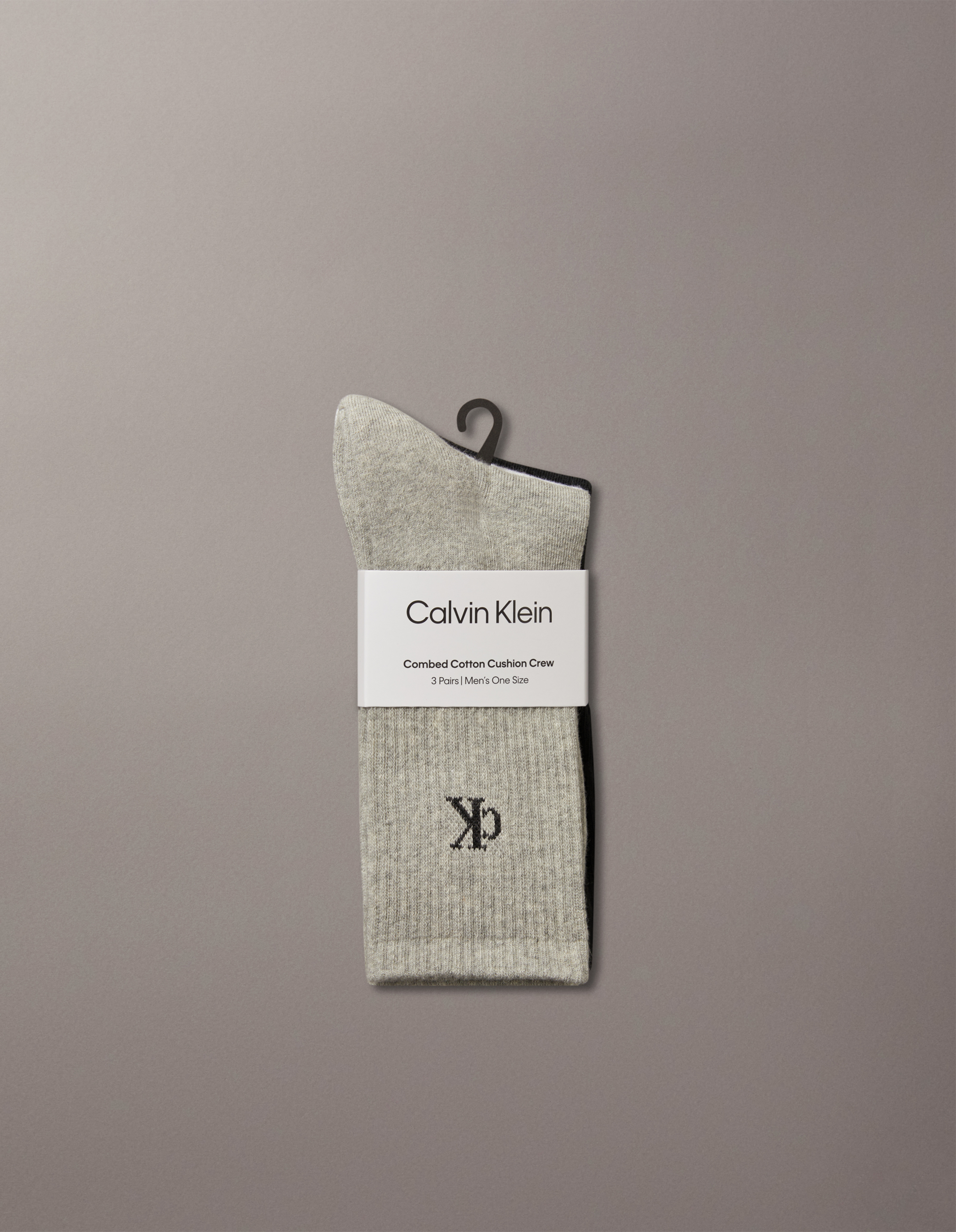 Mens 3-Pack Monogram Cushion Crew Socks
