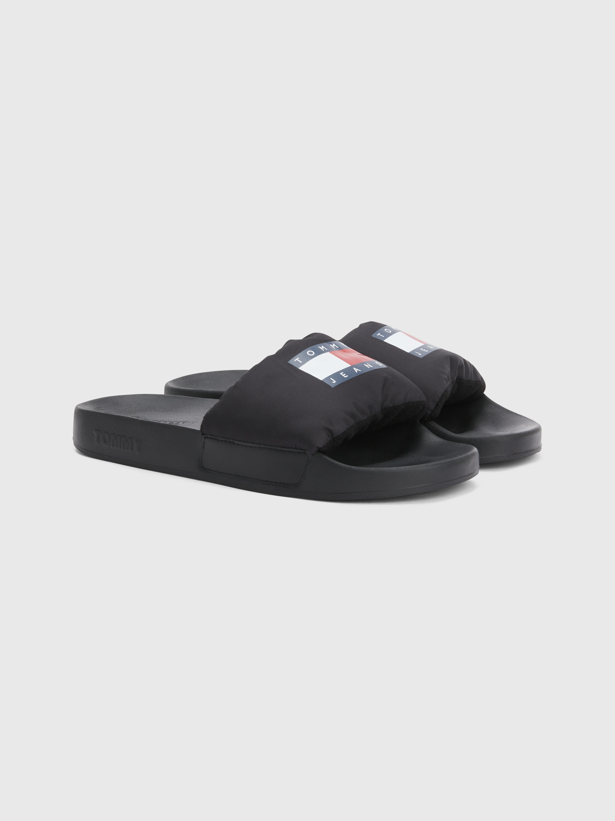 Black best sale tommy slides