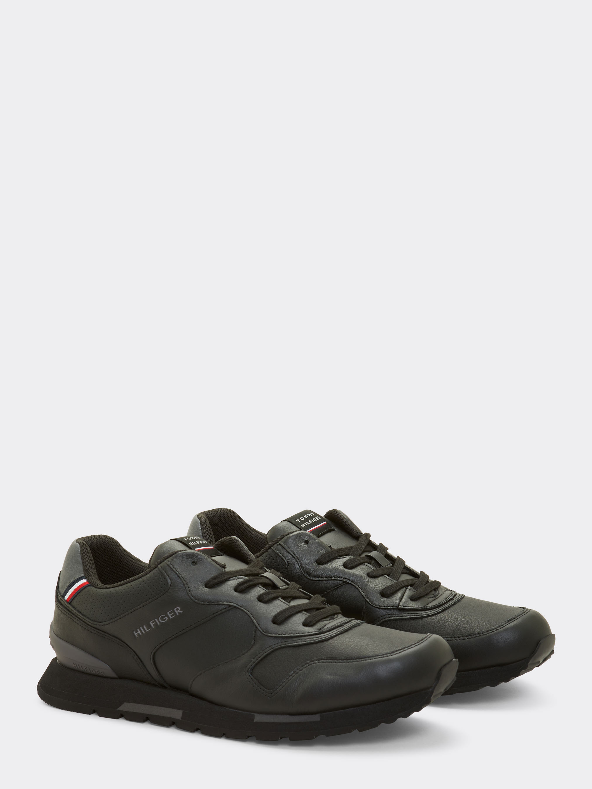 tommy hilfiger black leather trainers