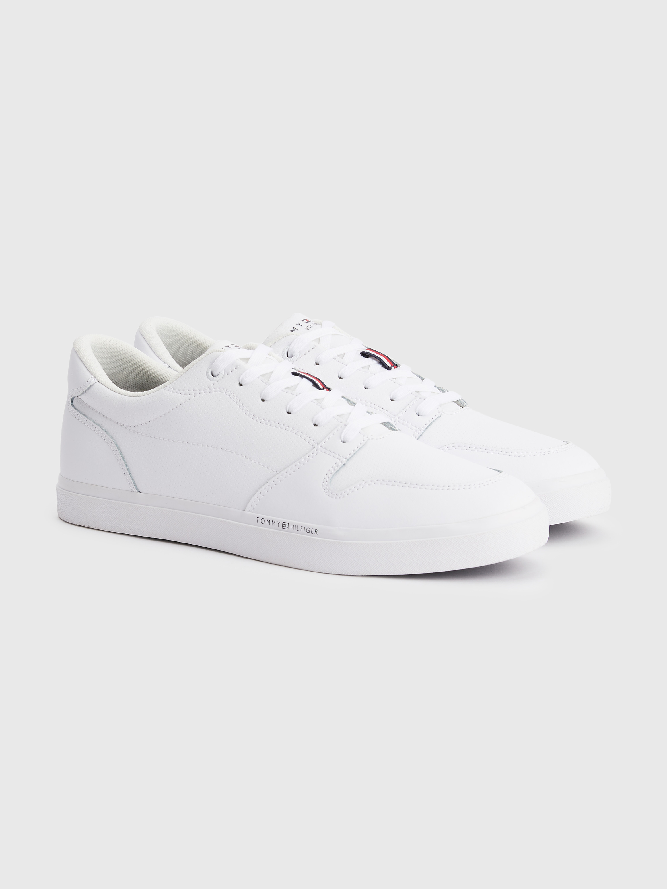 Tommy hilfiger perforated leather hot sale trainers