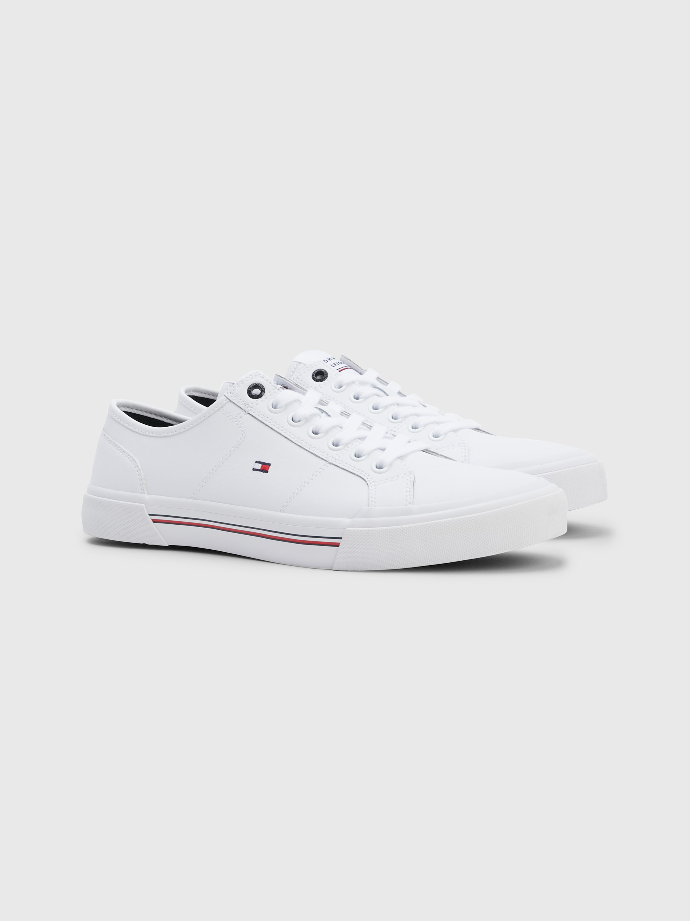 Tommy hilfiger flag on sale detail leather trainer