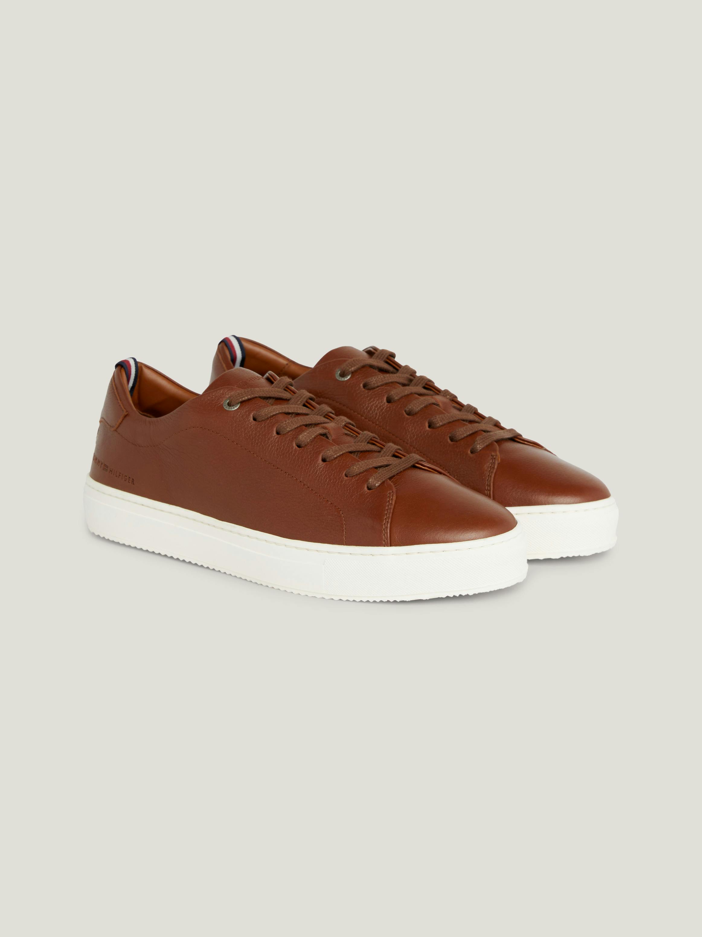 Premium Pebble Grain Leather Cupsole Trainers | Sneakers | Tommy 
