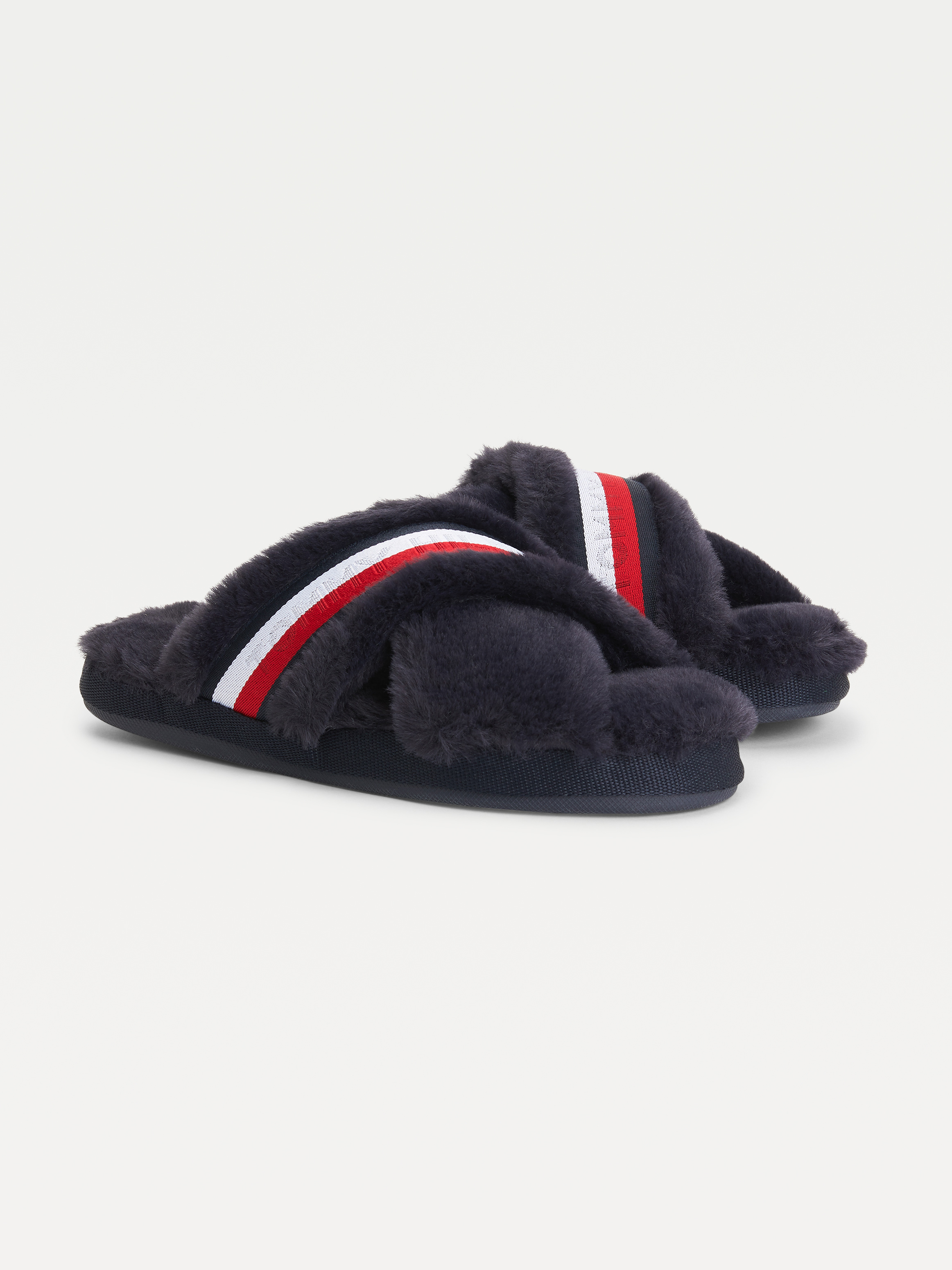 Tommy hilfiger furry clearance slides