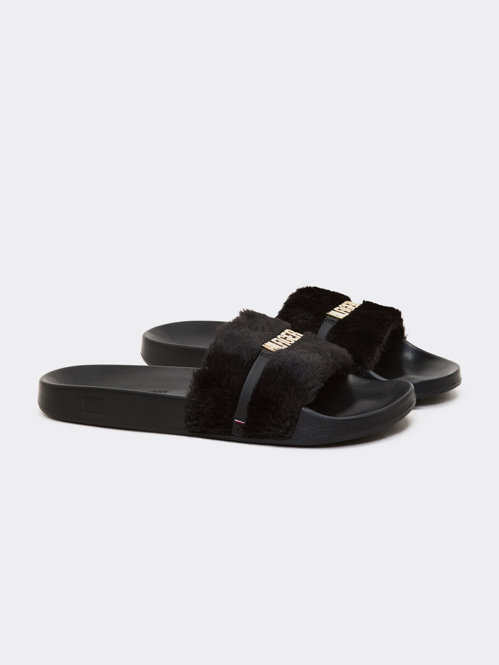 Tommy hilfiger fluffy slides hot sale