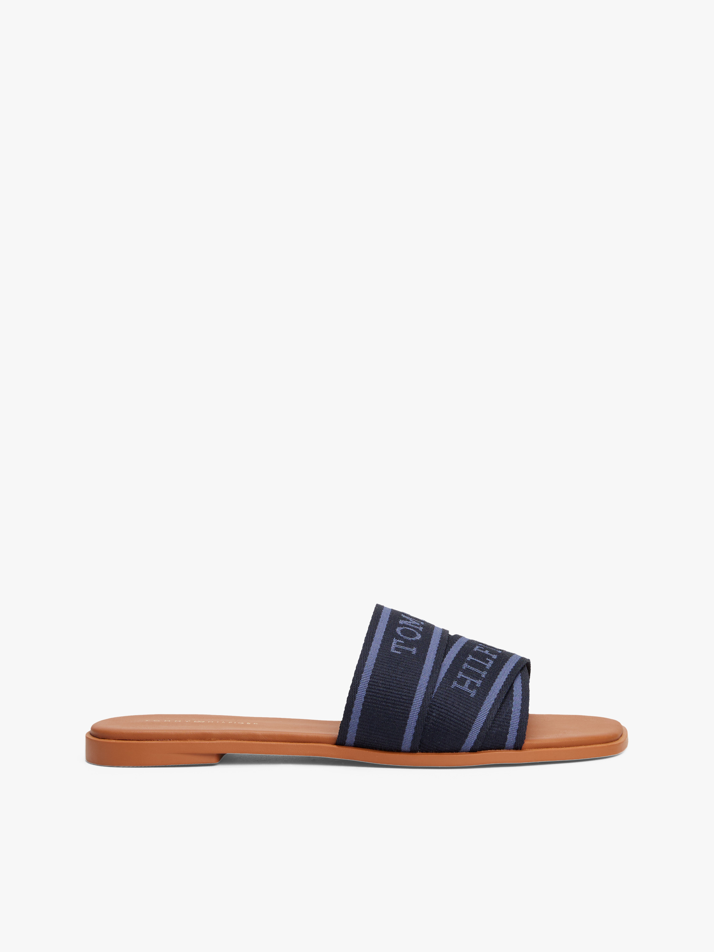 Webbing Woven Logo Strap Mules