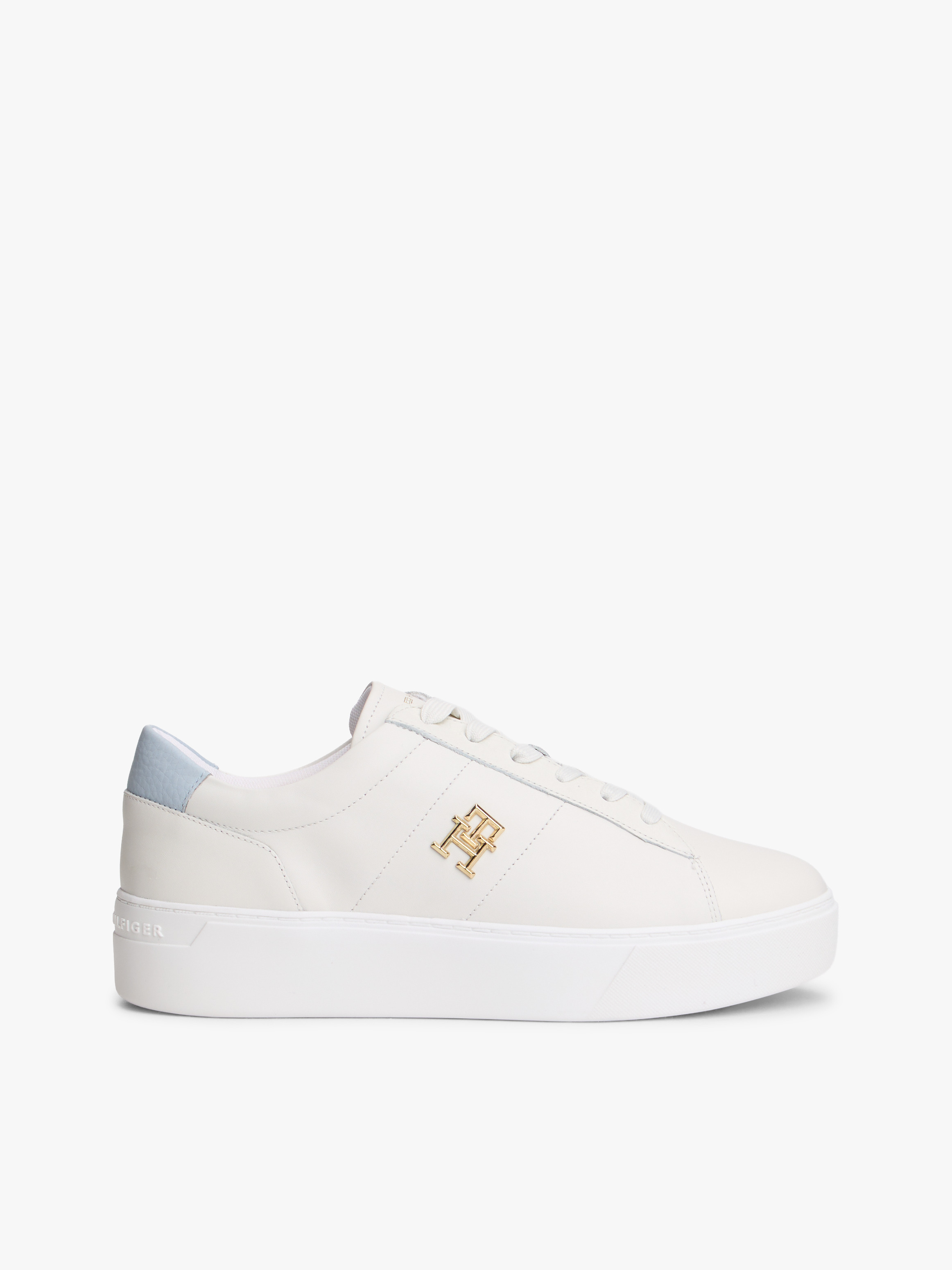Leather Platform Court Trainers