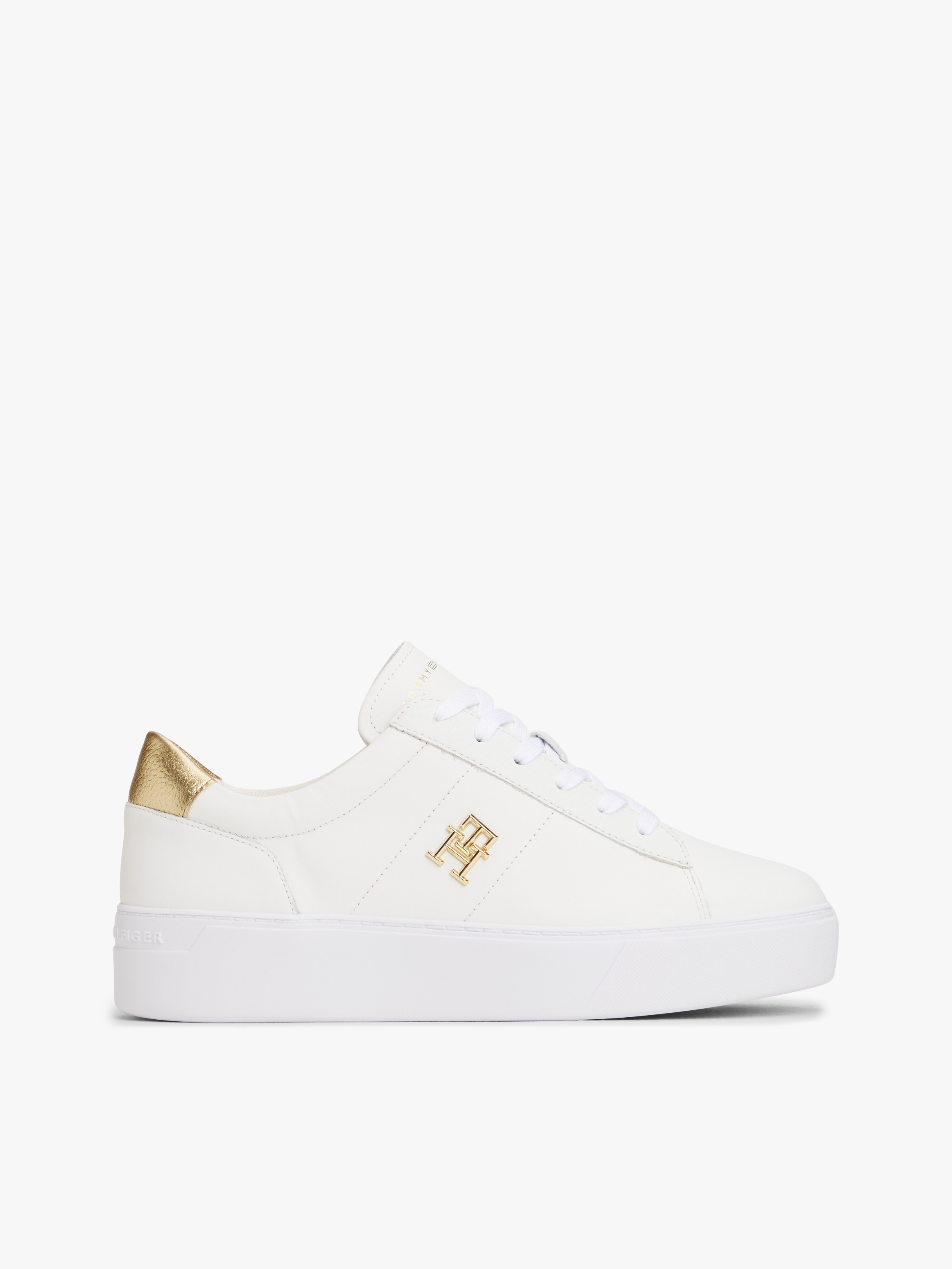 Leather Platform Court Trainers