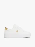 Leather Platform Court Trainers