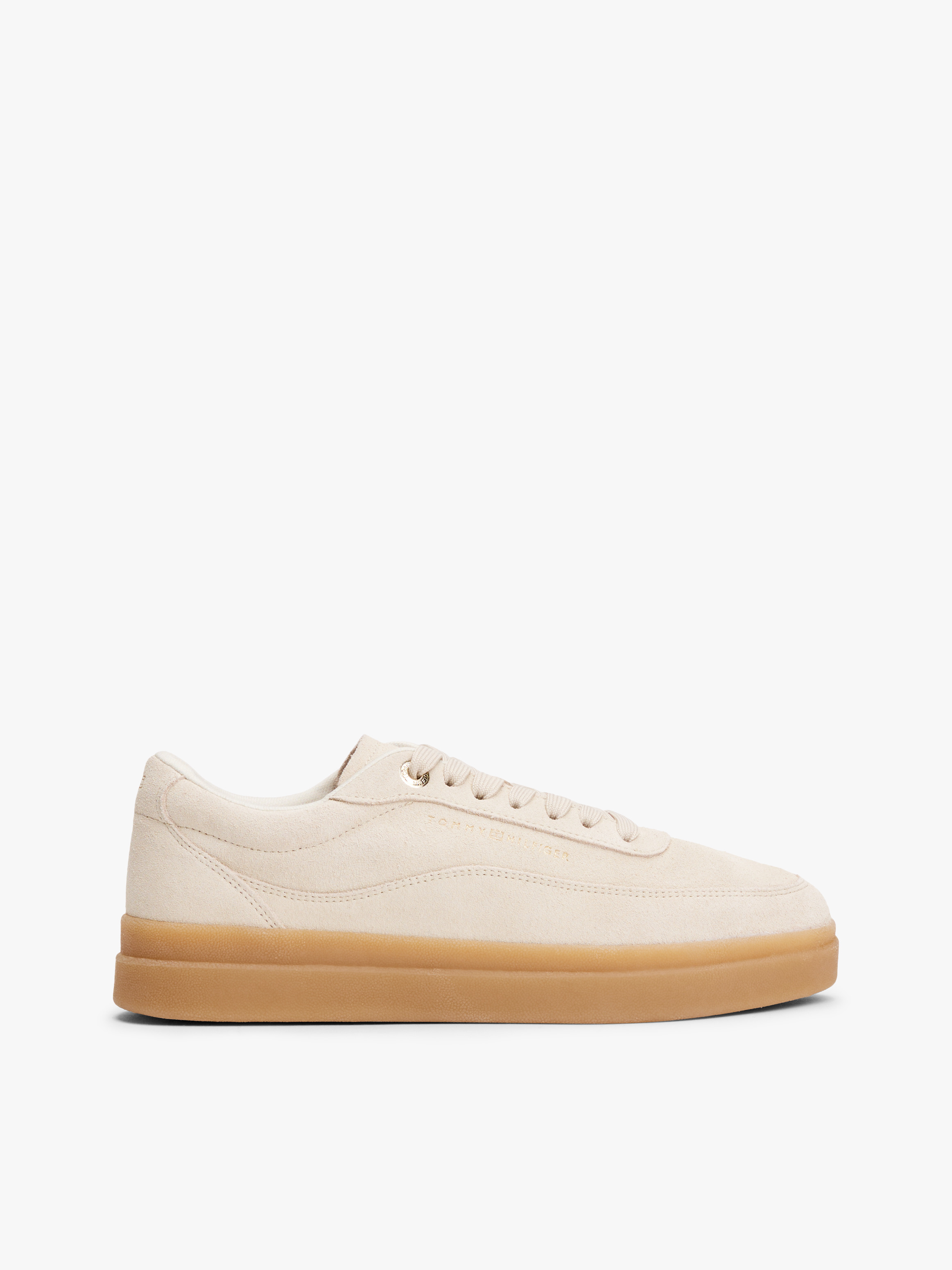 Suede Embossed Court Trainers