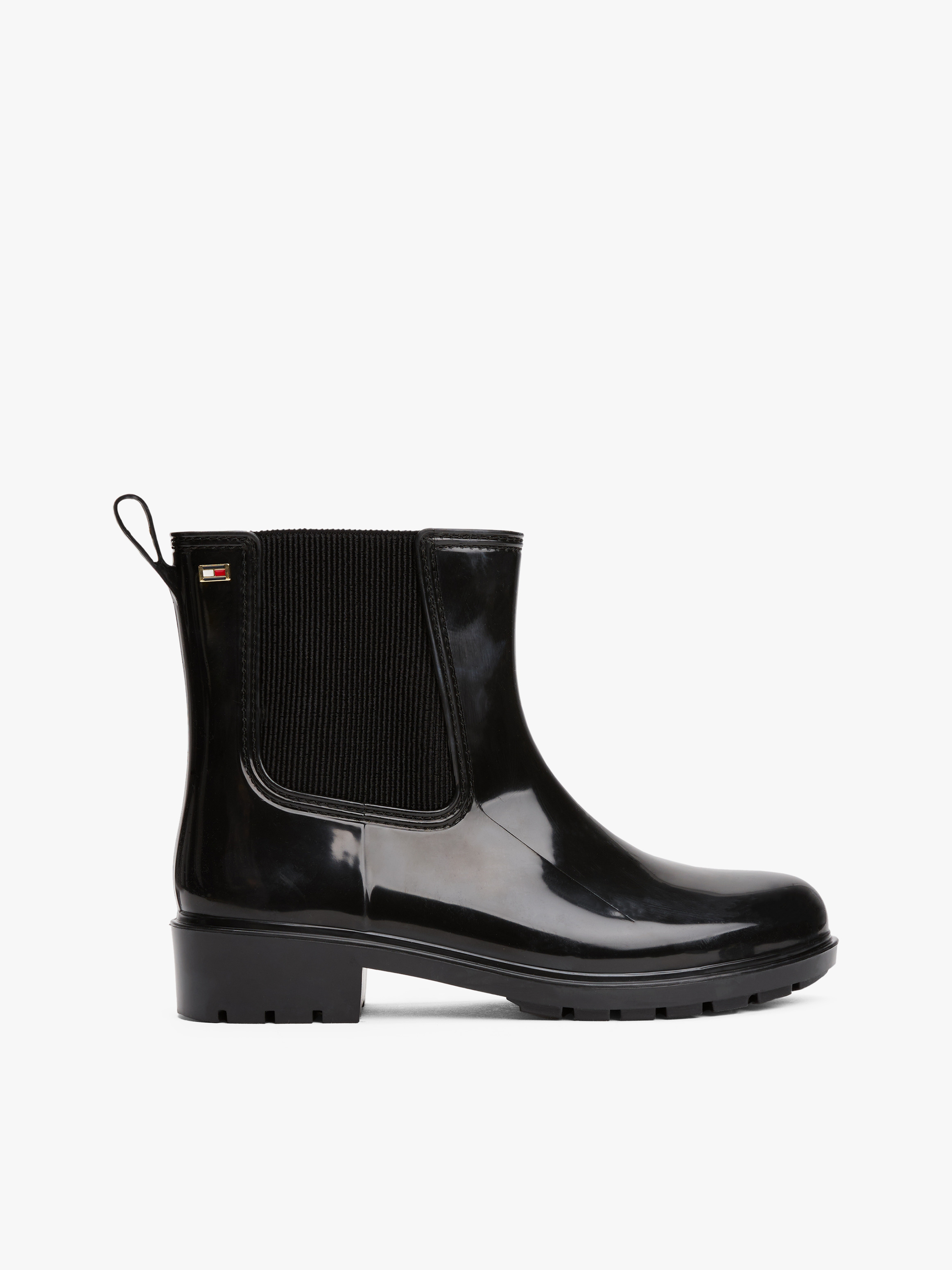 Glossy Ankle Cleat Rain Boots