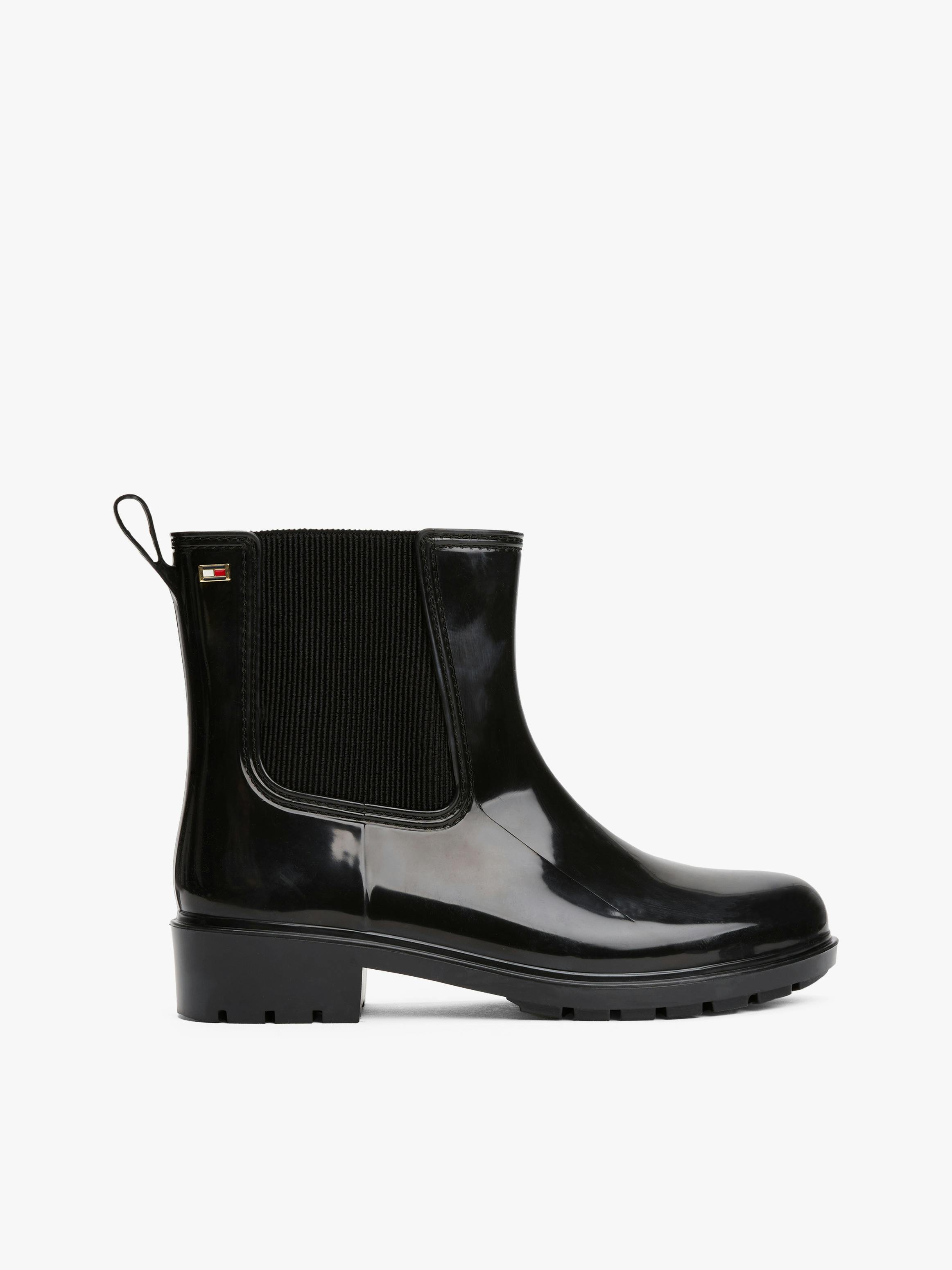 Glossy Ankle Cleat Rain Boots