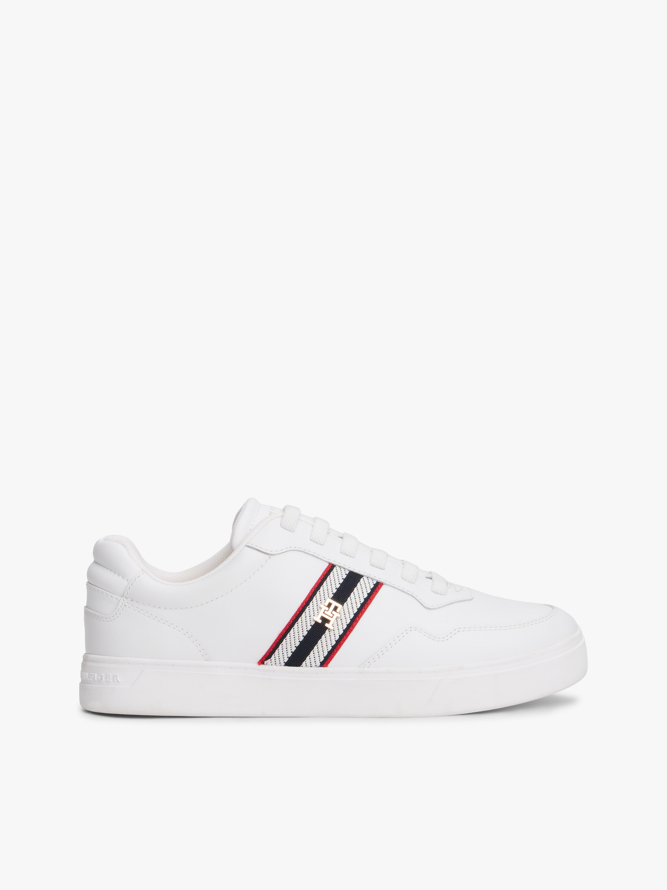 Webbing Stripe Leather Cupsole Trainers