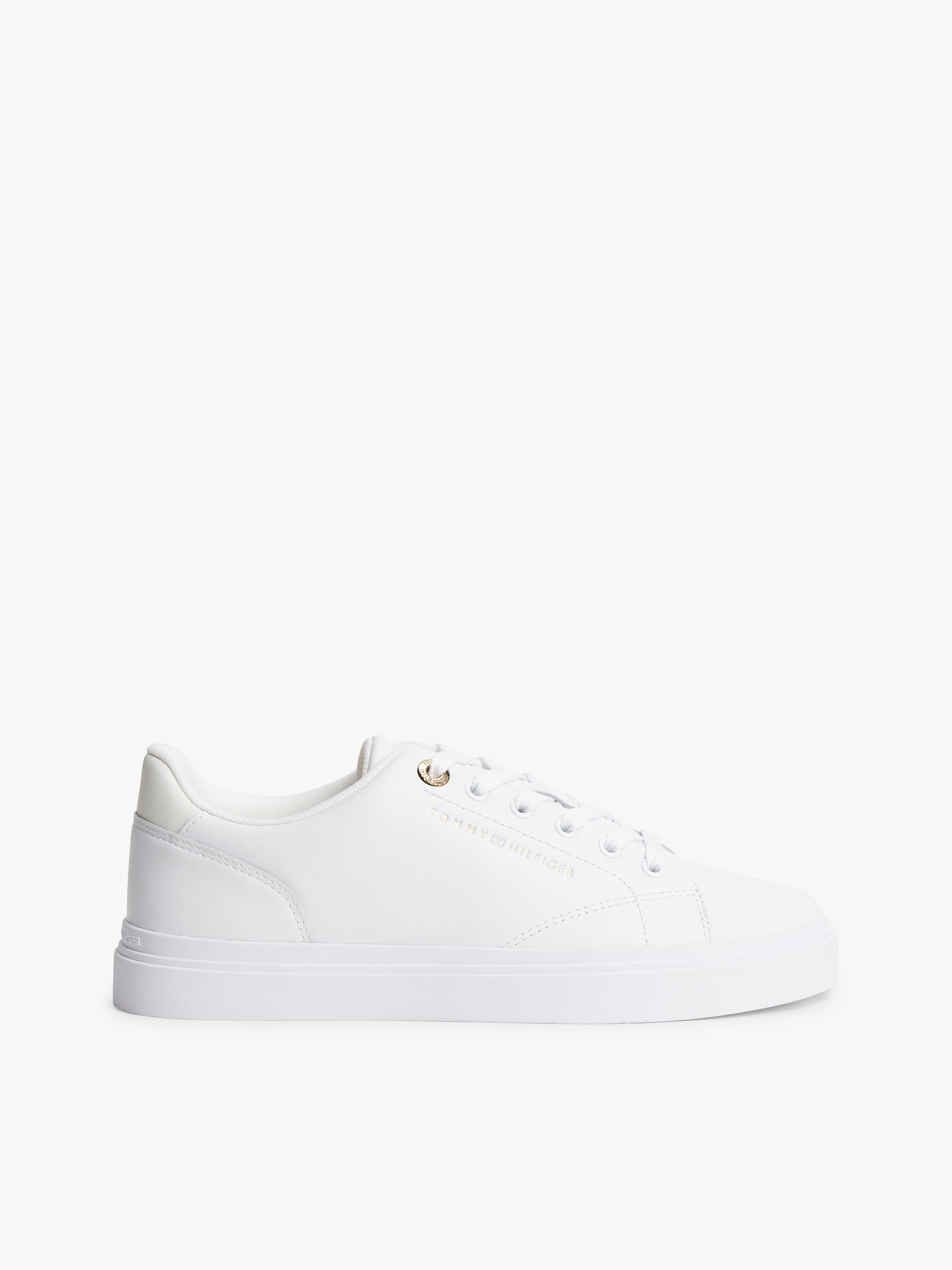 Leather Metallic Logo Cupsole Trainers