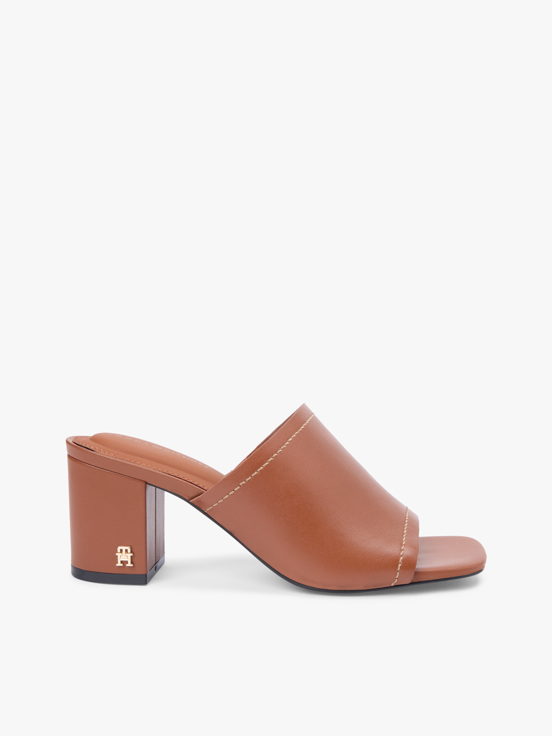 TH Monogram Leather Block Heel Mules