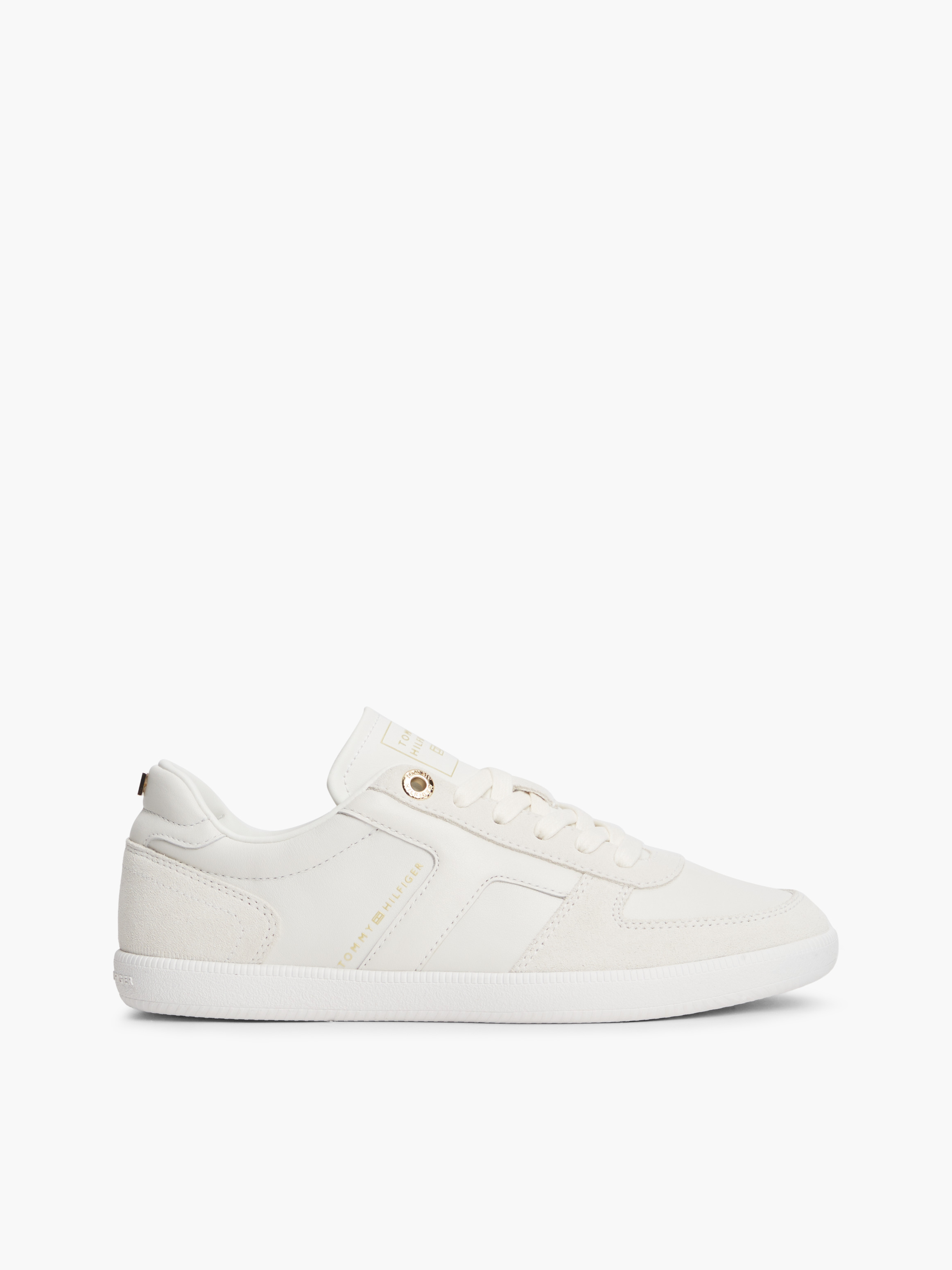Leather Mixed Texture Enamel Flag Trainers