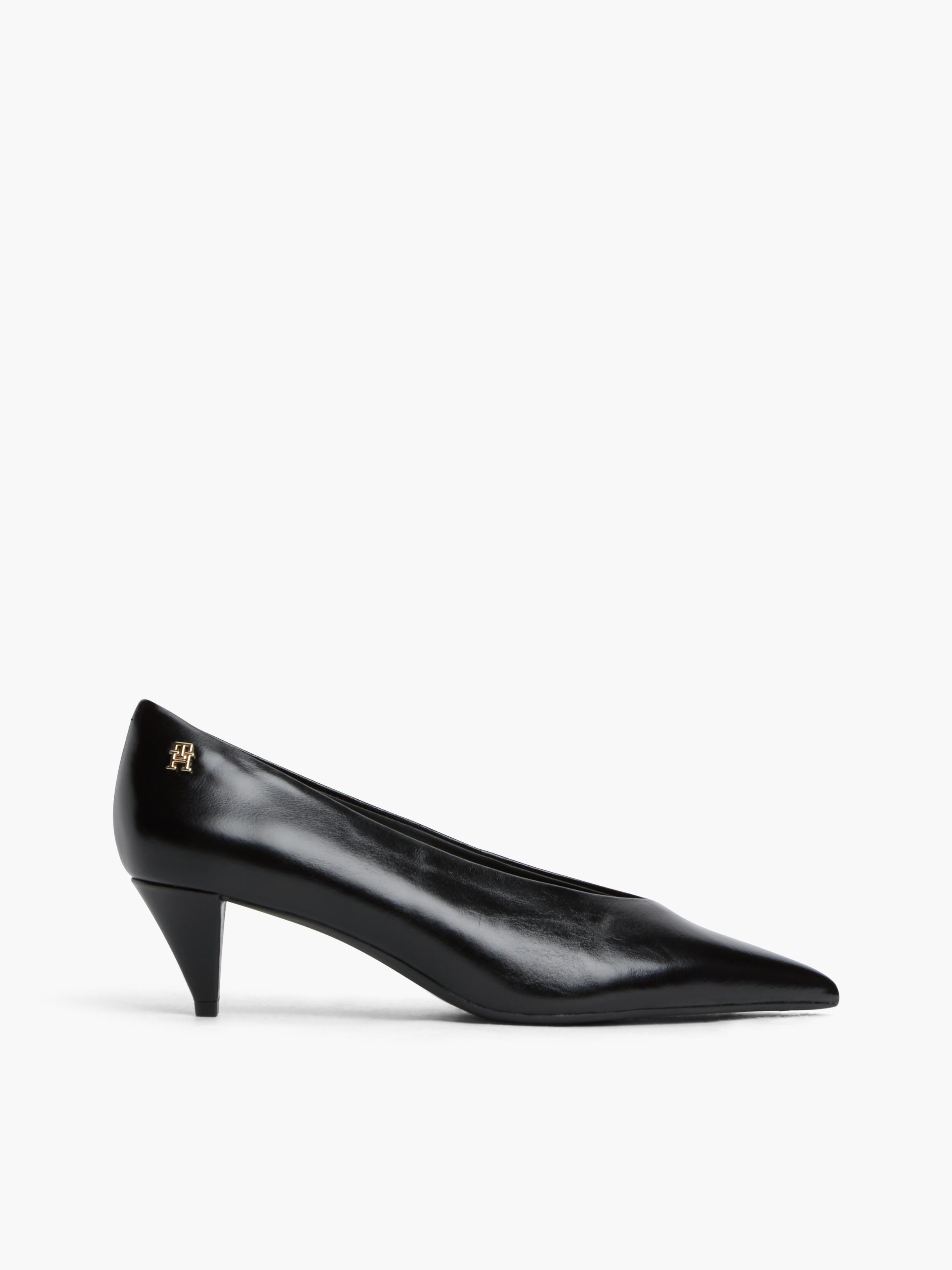 Leather Pointed Toe Kitten Heels