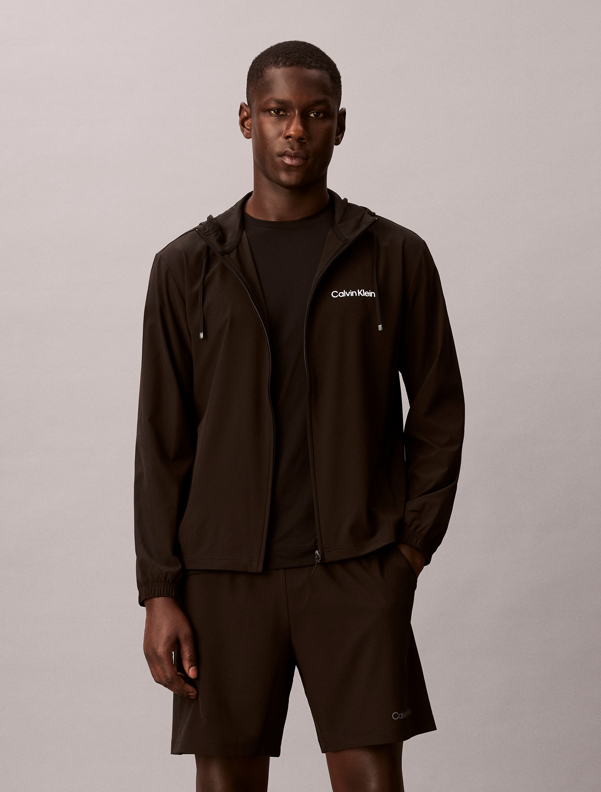 Water-Repellent Hooded Windbreaker