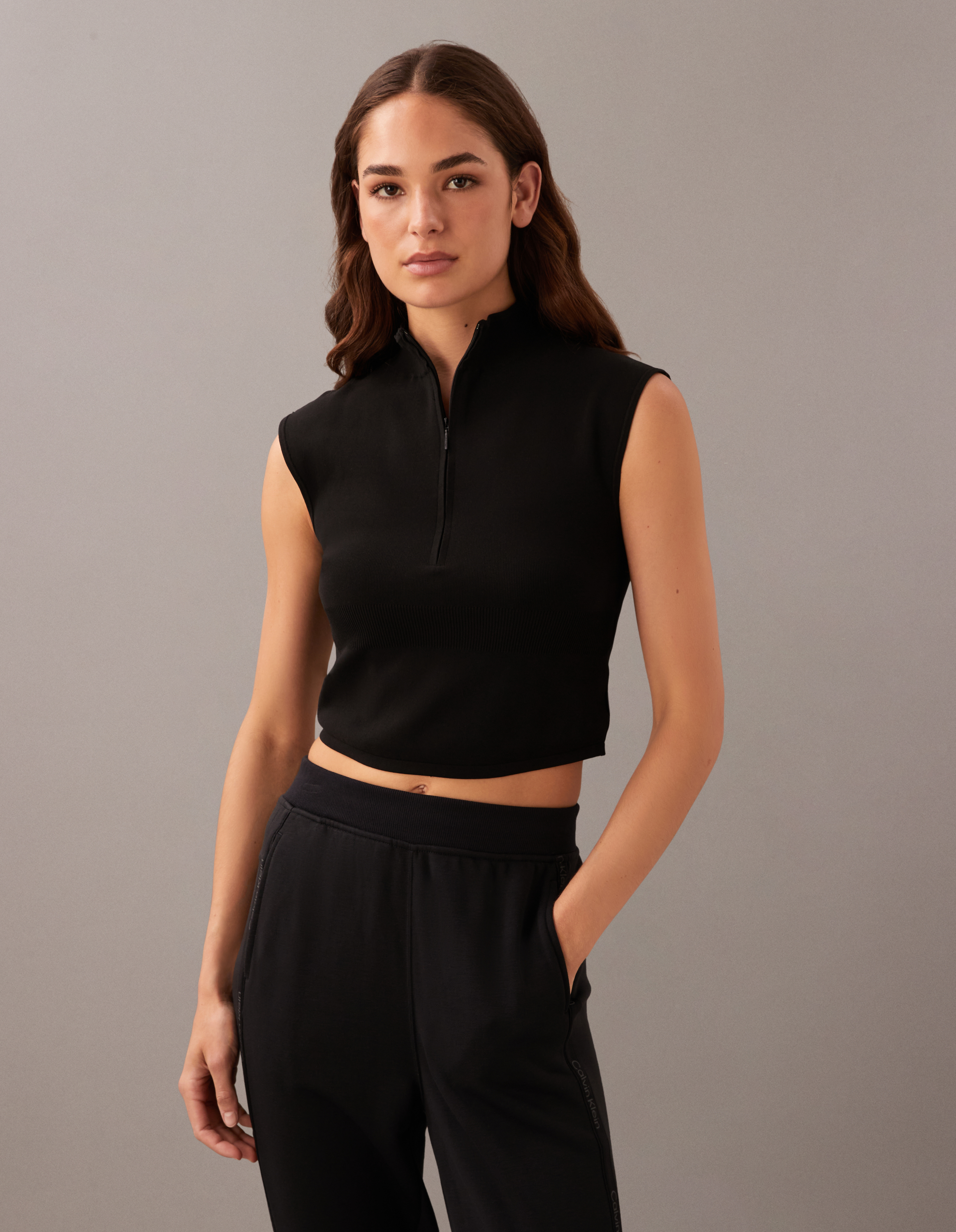 Quarter Zip Sleeveless Gym Sweatshirt