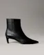Leather Kitten Heel Zip Ankle Boots