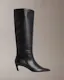 Leather Kitten Heel Tall Zip Boots