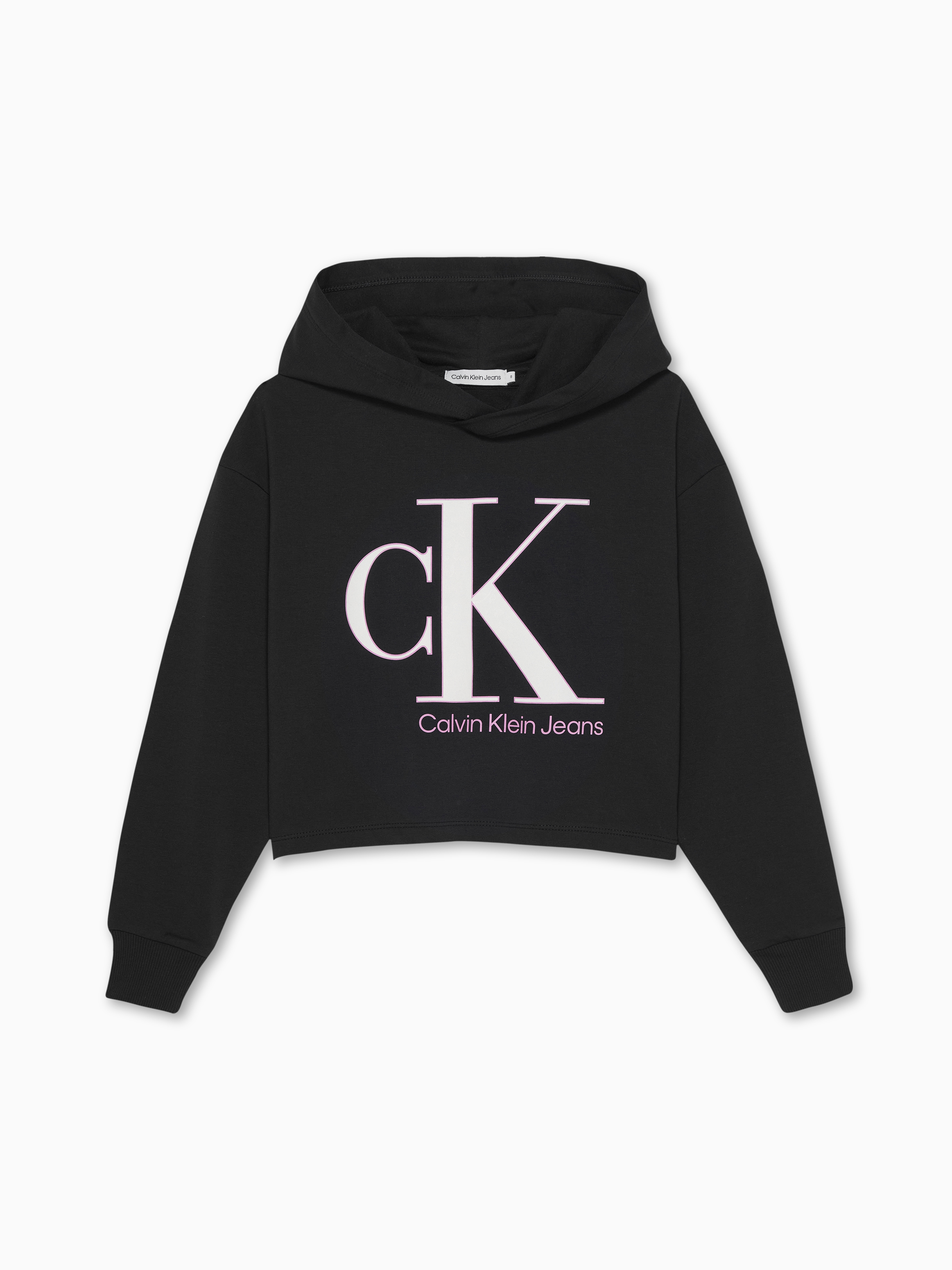 CALVIN KLEIN JEANS Girls Graphic Zip Hoodie Sweater 13-14 Years Black
