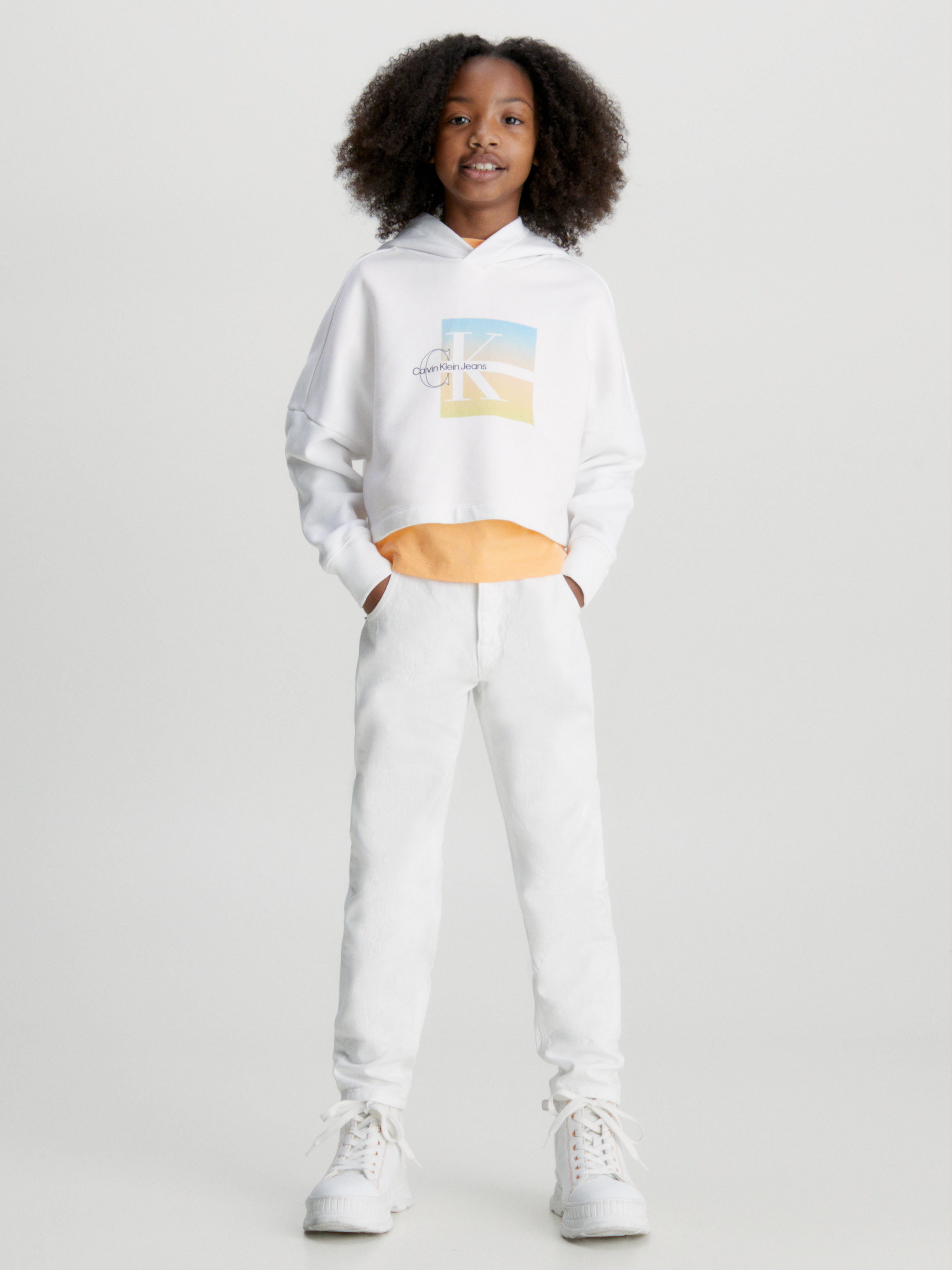 Girls 8-16 Boxy Logo Graphic Hoodie | Calvin Klein