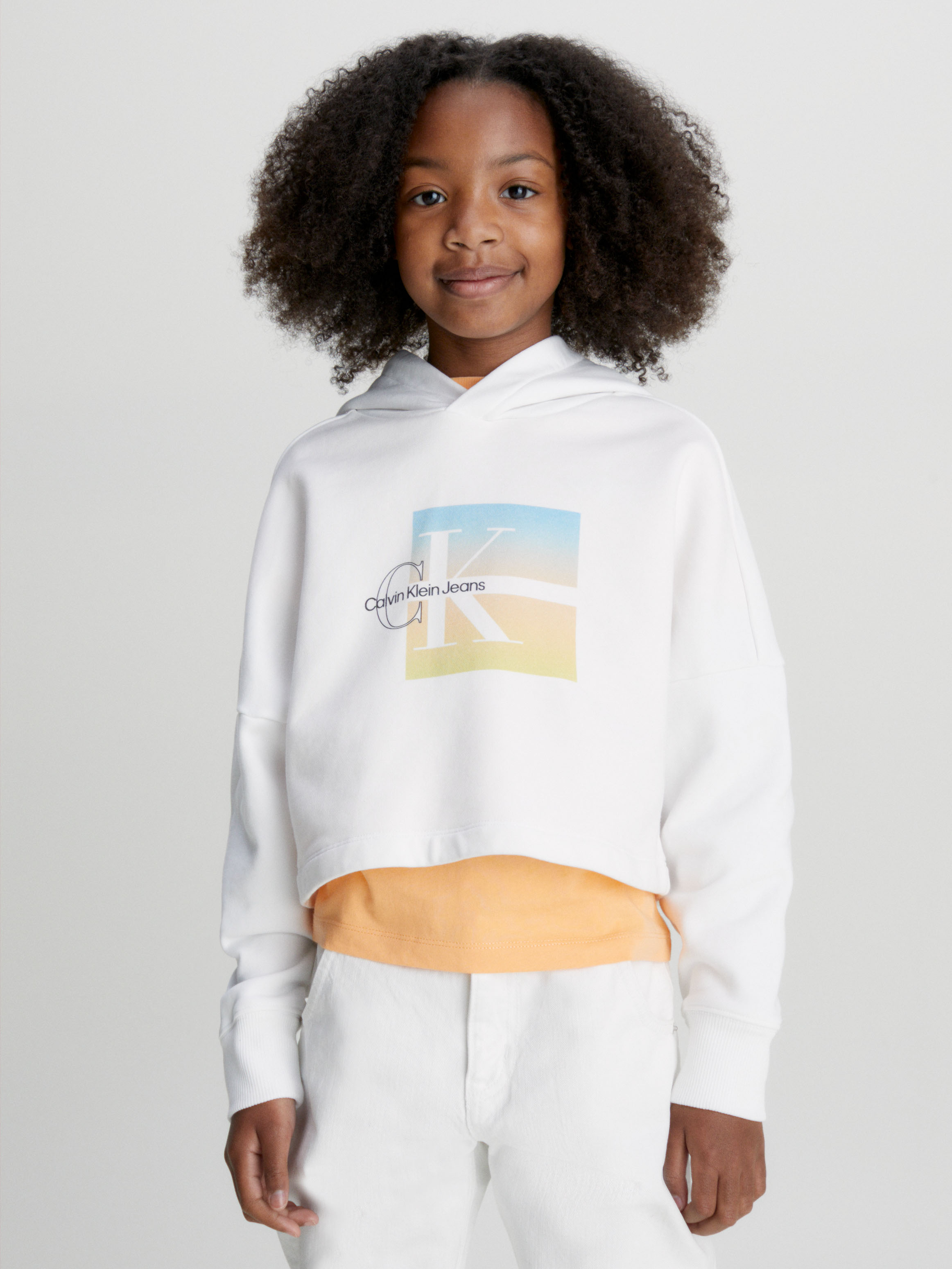 Girls 8-16 Boxy Logo Graphic Hoodie | Calvin Klein